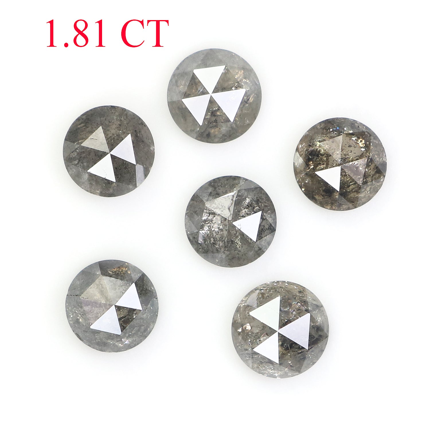 1.81 CT Natural Loose Round Shape Diamond Salt And Pepper Round Cut Diamond 3.90 MM Natural Black Grey Color Round Rose Cut Diamond NQ2060