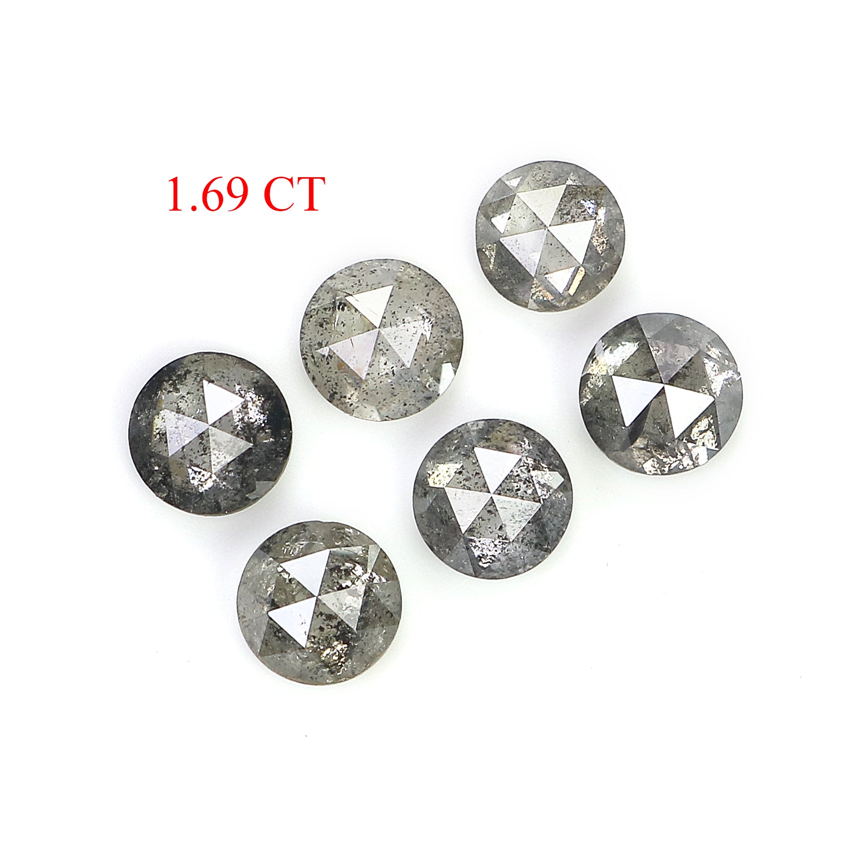 1.69 Ct Natural Loose Round Rose Cut Diamond Salt And Pepper Round Shape Diamond 3.70 MM Natural Black Grey Round Rose Cut Diamond LQ989