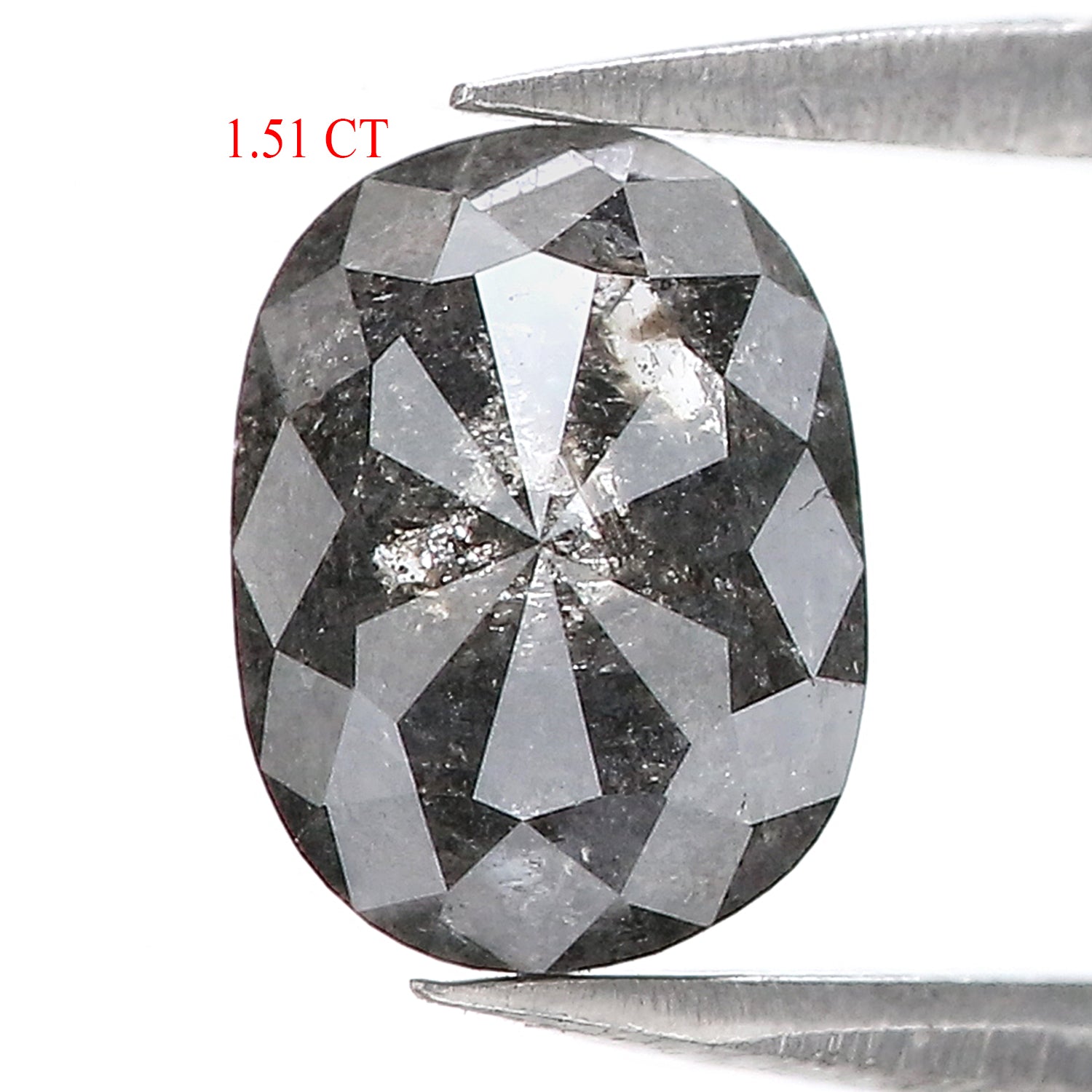 1.51 Ct Natural Loose Oval Shape Diamond Salt And Pepper Oval Diamond 7.45 MM Natural Diamond Black Grey Color Oval Rose Cut Diamond LQ3055