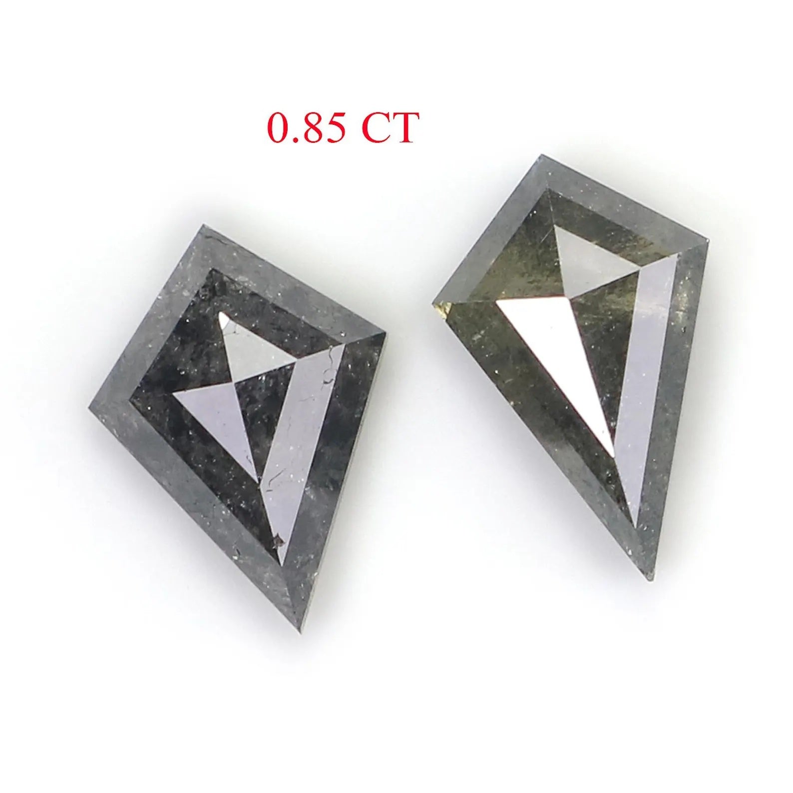0.85 CT Natural Loose Kite Cut Pair Diamond Salt And Pepper Kite Shape Diamond 6.95 MM Natural Black Grey Color Kite Rose Cut Diamond N2600