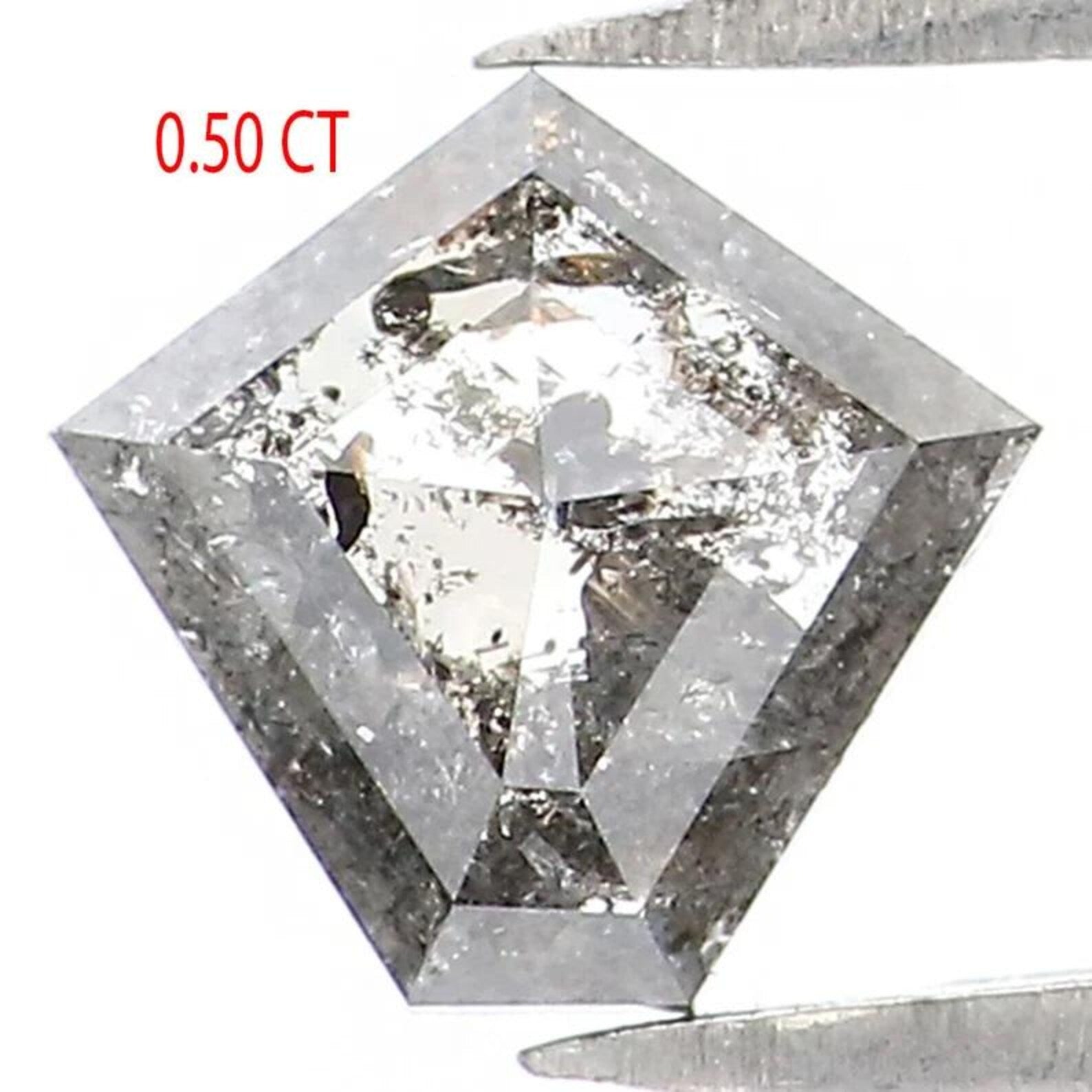 0.50 CT Natural Loose Pentagon Shape Diamond Salt And Pepper Pentagon Cut Diamond 5.65 MM Black Grey Color Pentagon Rose Cut Diamond NQ860