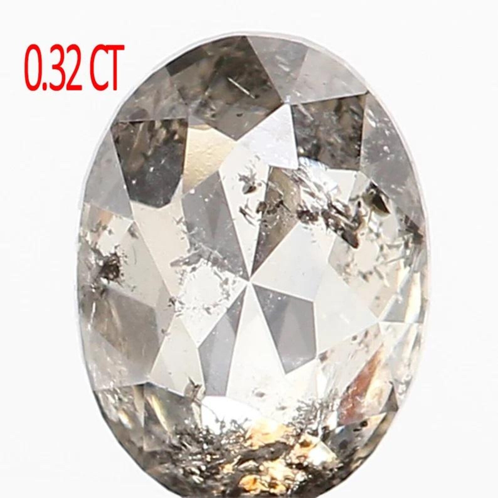 0.32 Ct Natural Loose Oval Shape Diamond Salt And Pepper Oval Cut Diamond 4.90 MM Natural Black Grey Color Oval Rose Cut Diamond NQ1013