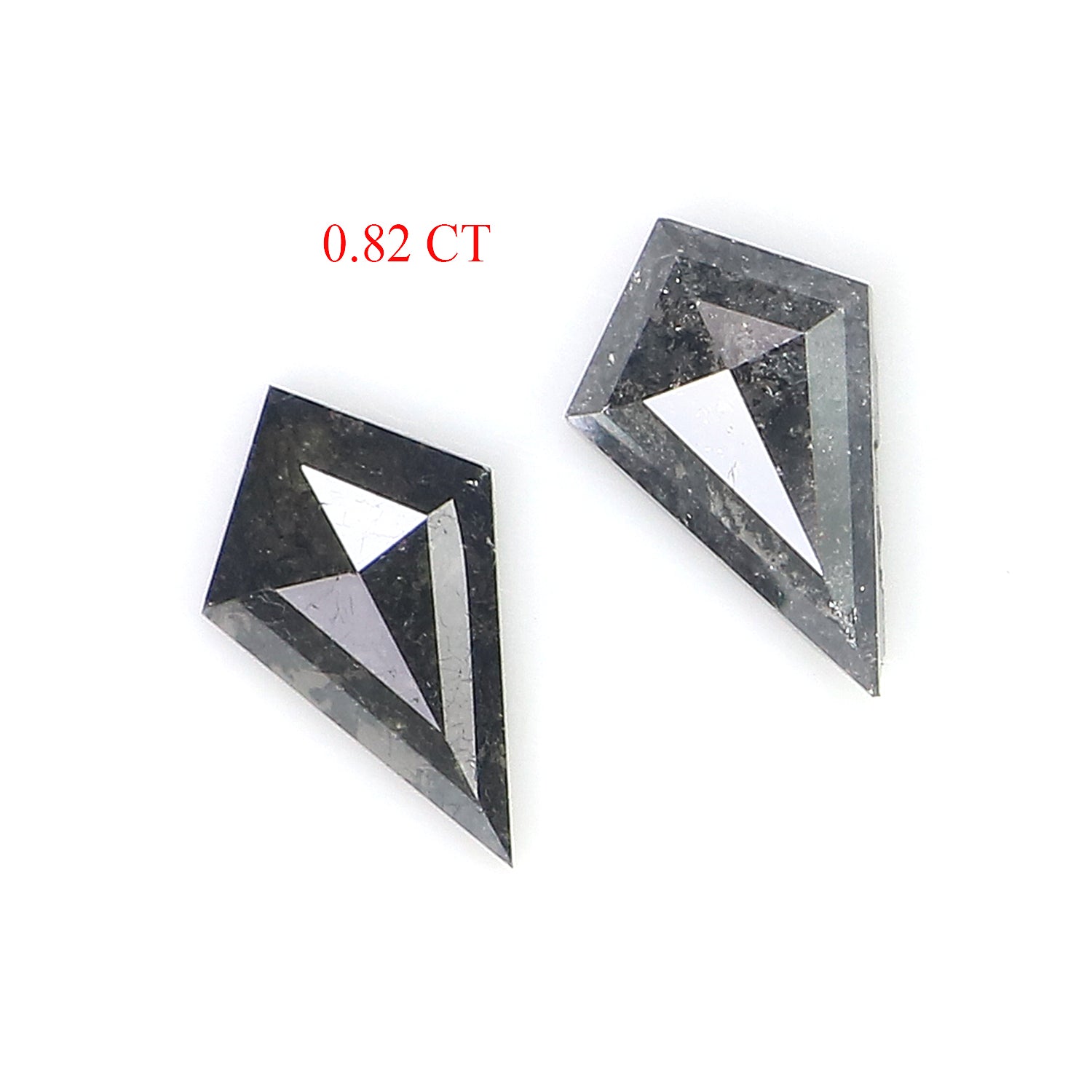 0.82 CT Natural Loose Kite Shape Pair Diamond Salt And Pepper Kite Cut Diamond 7.90 MM Natural Black Grey Color Kite Rose Cut Diamond L3396