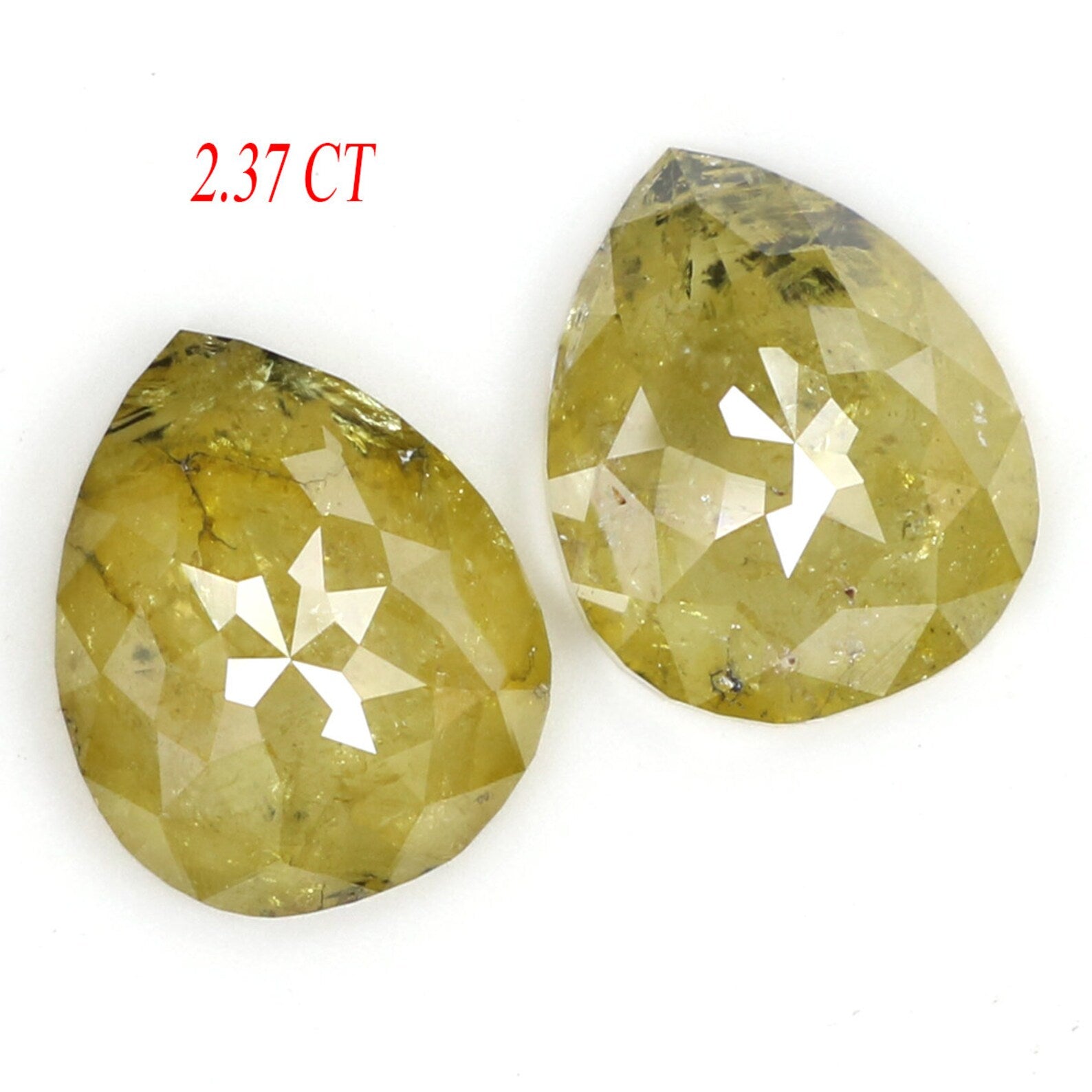 2.37 CT Natural Loose Pear Cut Pair Diamond Yellow Color Pear Shape Diamond 8.30 MM Natural Loose Diamond Pear Pair Rose Cut Diamond KDN7027