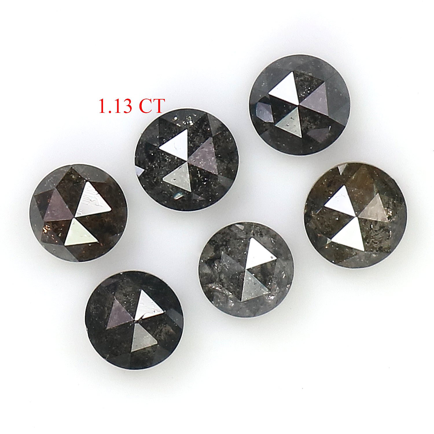 1.13 Ct Natural Loose Round Rose Cut Diamond Salt And Pepper Round Shape Diamond 3.15 MM Natural Black Grey Round Rose Cut Diamond KQ2557