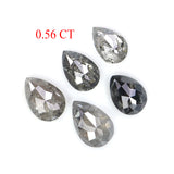Natural Loose Pear Diamond, Salt And Pepper Pear Diamond, Natural Loose Diamond, Pear Rose Cut Diamond, 0.56 CT Pear Cut Diamond KR2665