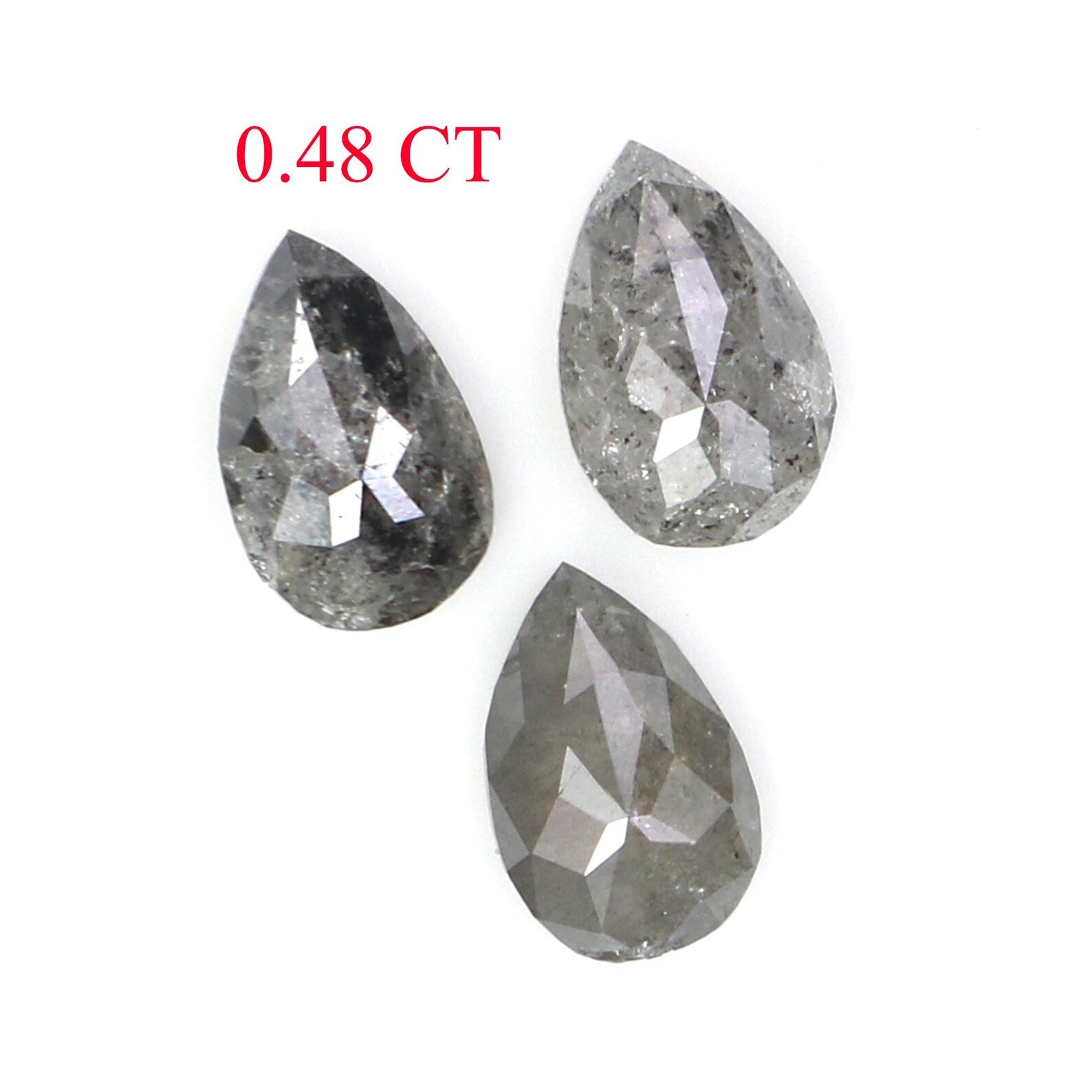 0.48 CT Natural Loose Pear Shape Diamond Salt And Pepper Pear Cut Diamond 4.65 MM Natural Black Grey Color Pear Rose Cut Diamond NQ2346