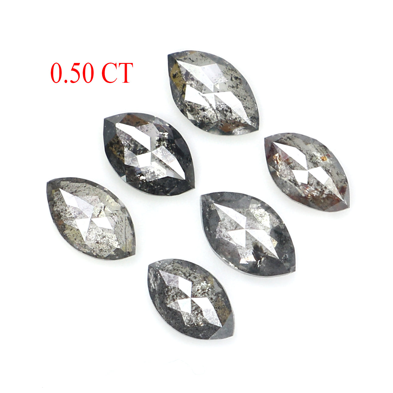 0.50 CT Natural Loose Marquise Shape Diamond Salt And Pepper Marquise Cut Diamond 4.10 MM Black Grey Color Marquise Rose Cut Diamond LQ2813