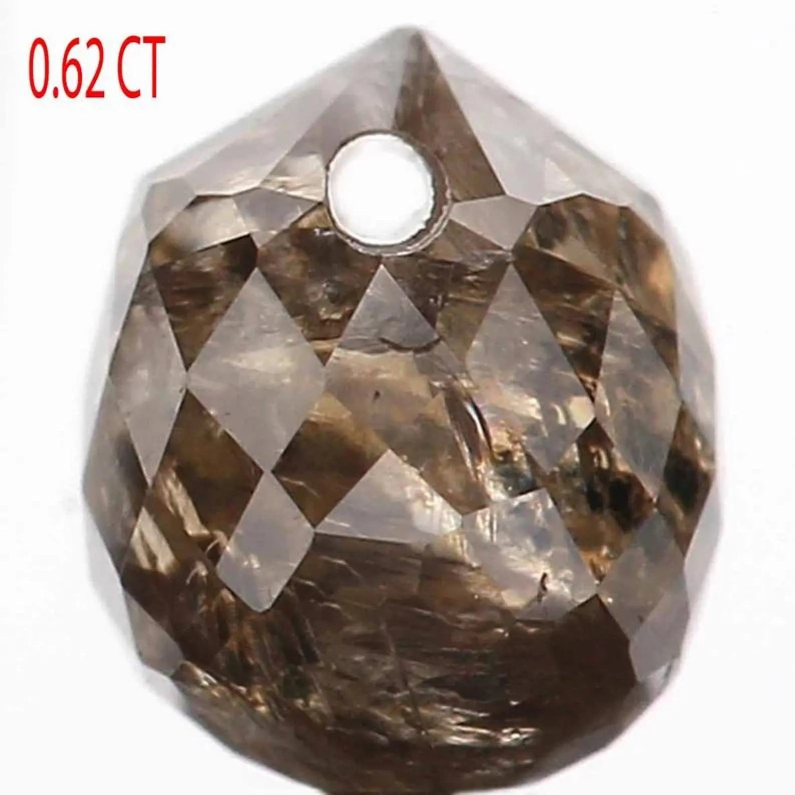 0.62 CT Natural Loose Briolette Shape Diamond Brown Color Drop Cut Diamond 4.70 MM Natural Brown Color Briolette Rose Cut Diamond NQ681
