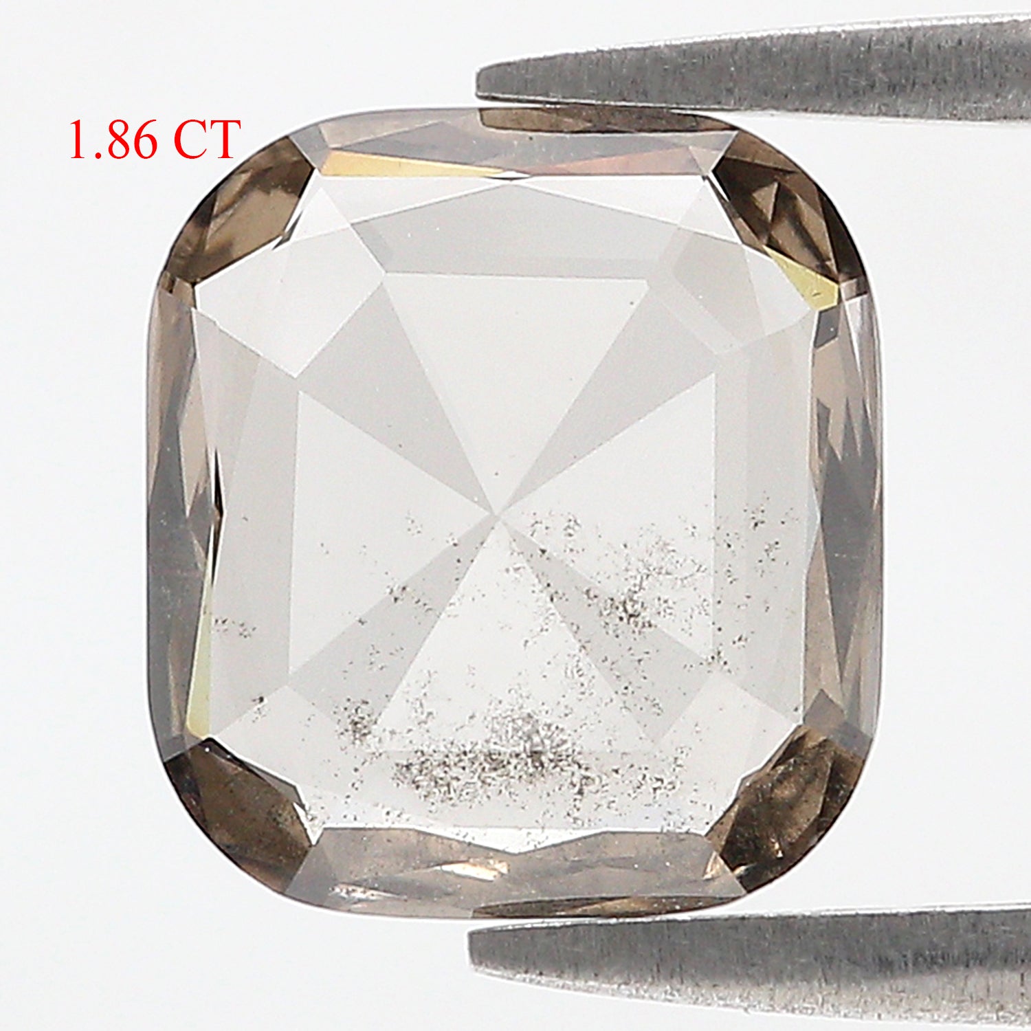 1.86 CT Cushion Rose Cut Salt And Pepper Lab Grown 10.45 MM Loose Diamond CVD Fancy Black Grey Color Lab Created Antique Cut Diamonds L3524