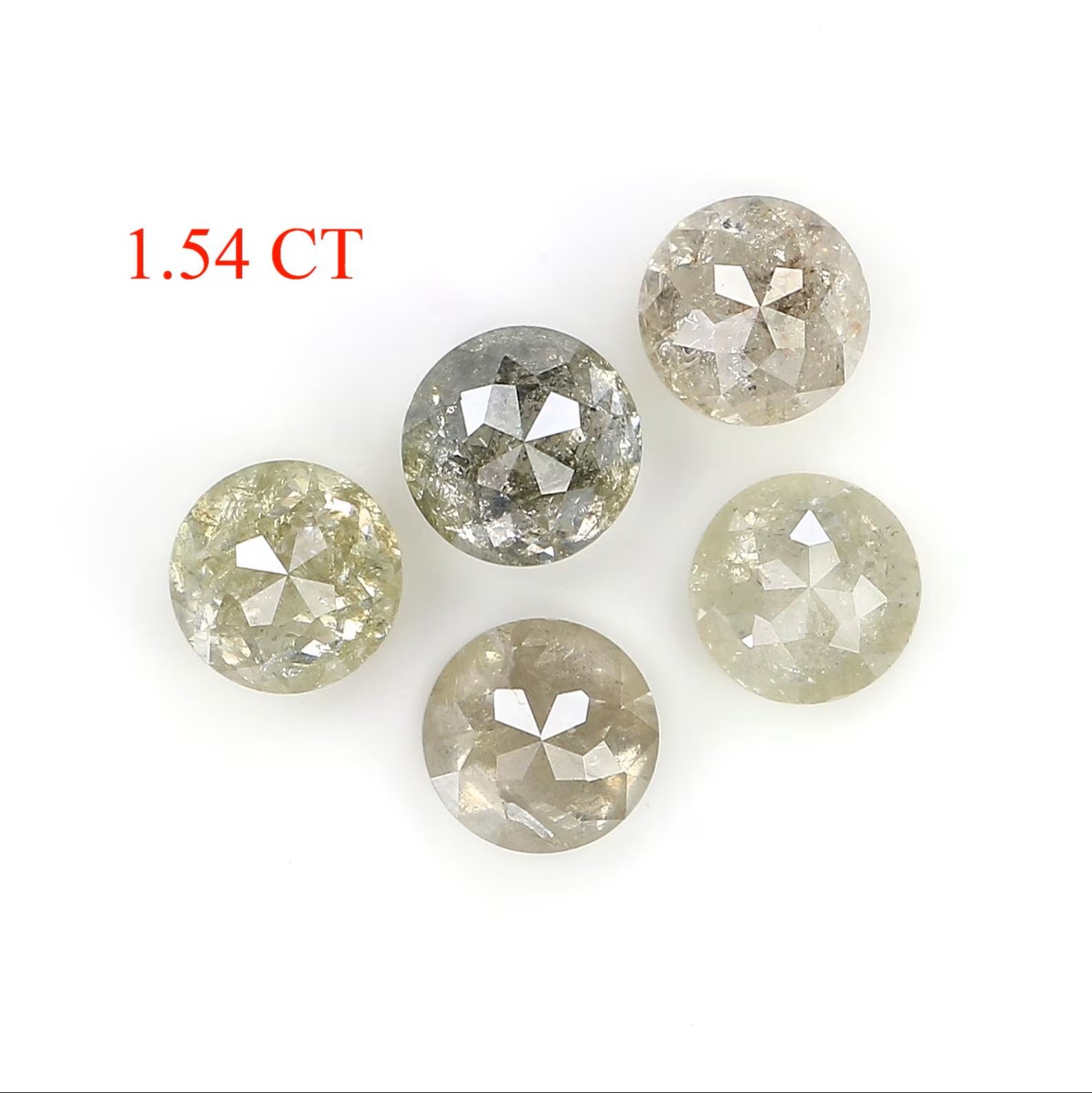 1.54 CT Natural Loose Round Shape Diamond Salt And Pepper Round Cut Diamond 3.75 MM Natural Loose Grey Color Round Rose Cut Diamond NQ1776