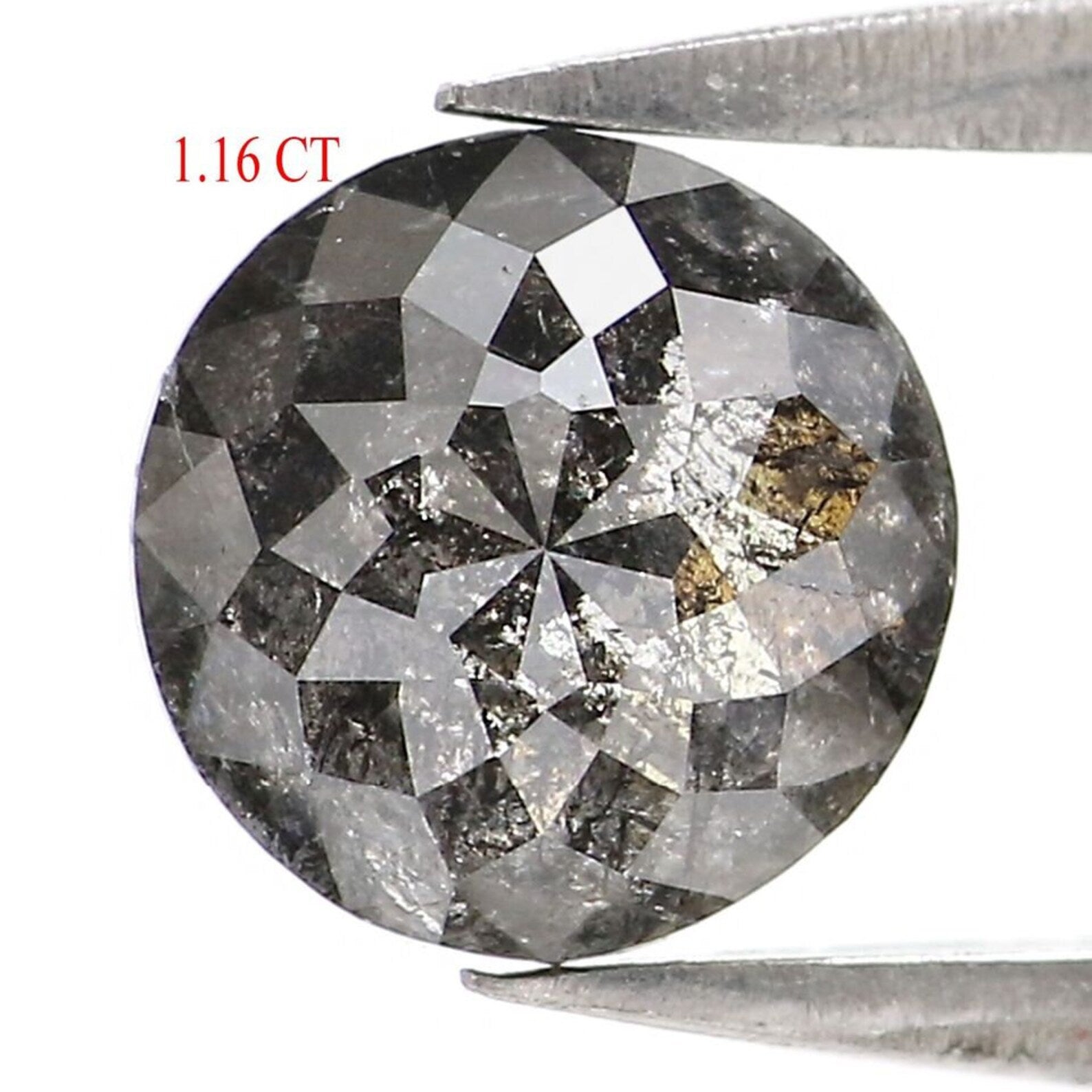 1.16 CT Natural Loose Round Rose Cut Diamond Salt And Pepper Round Shape Diamond 6.40 MM Natural Black Grey Color Rose Cut Diamond QN9777