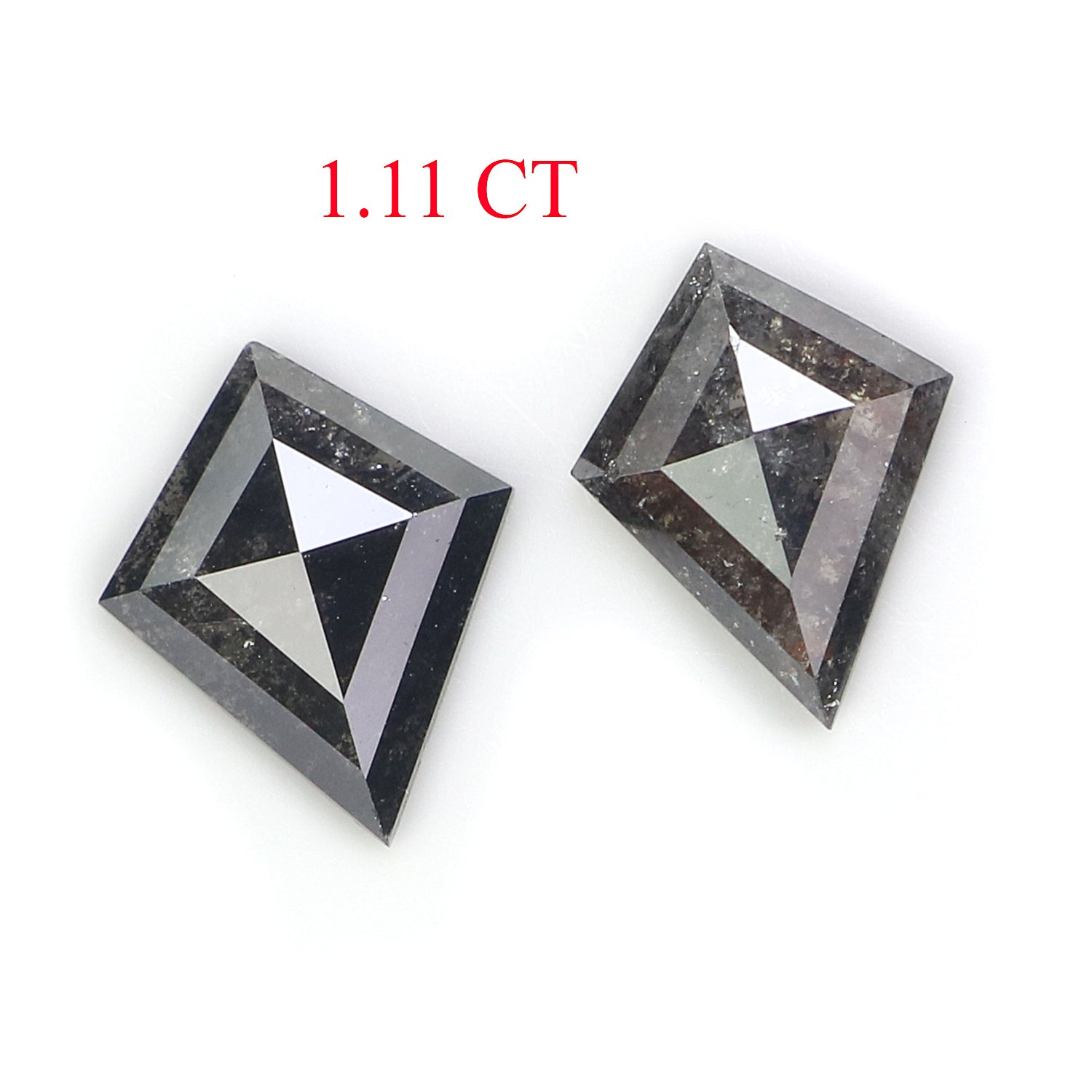 1.11 CT Natural Loose Kite Cut Pair Diamond Salt And Pepper Kite Diamond 9.00 MM Natural Loose Black Grey Color Kite Rose Cut Diamond L3446