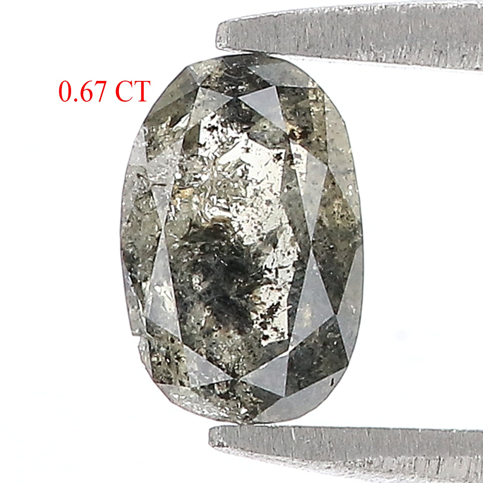 0.67 Ct Natural Loose Oval Shape Diamond Salt And Pepper Oval Diamond 6.95 MM Natural Loose Black Grey Color Oval Rose Cut Diamond KQ2272