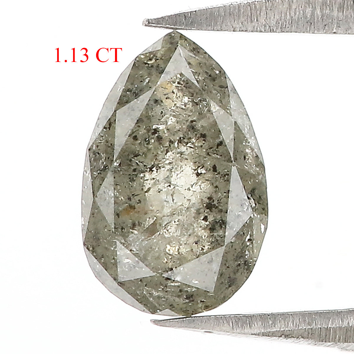 1.13 CT Natural Loose Pear Shape Diamond Salt And Pepper Pear Rose Cut Diamond 8.30 MM Black Grey Color Pear Shape Rose Cut Diamond QL3024