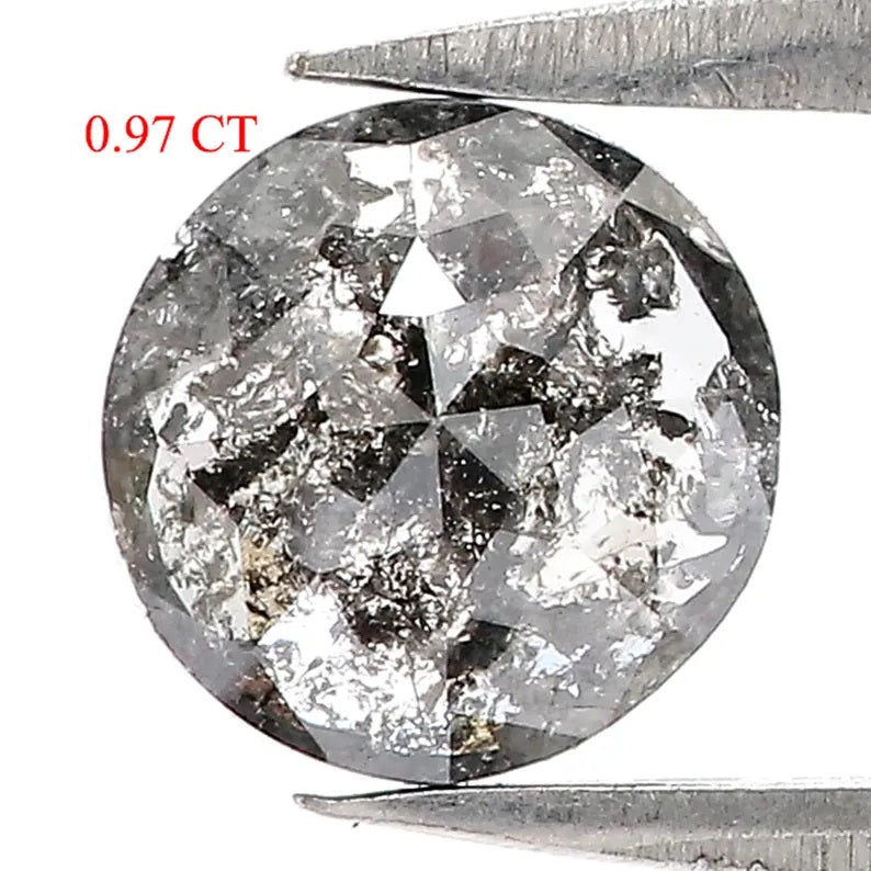 0.97 CT Natural Loose Round Cut Diamond Salt And Pepper Round Diamond 6.70 MM Natural Diamond Black Grey Color Round Rose Cut Diamond QN1131