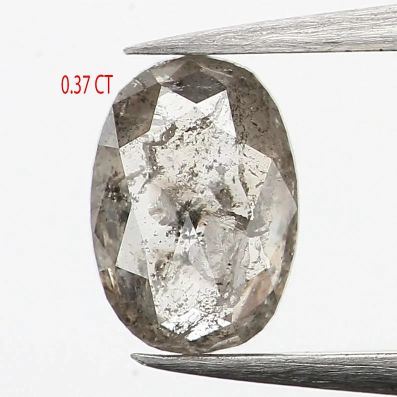 0.37 CT Natural Loose Oval Shape Diamond Salt And Pepper Oval Diamond 5.30 MM Natural Loose Black Grey Color Oval Rose Cut Diamond NQ1146
