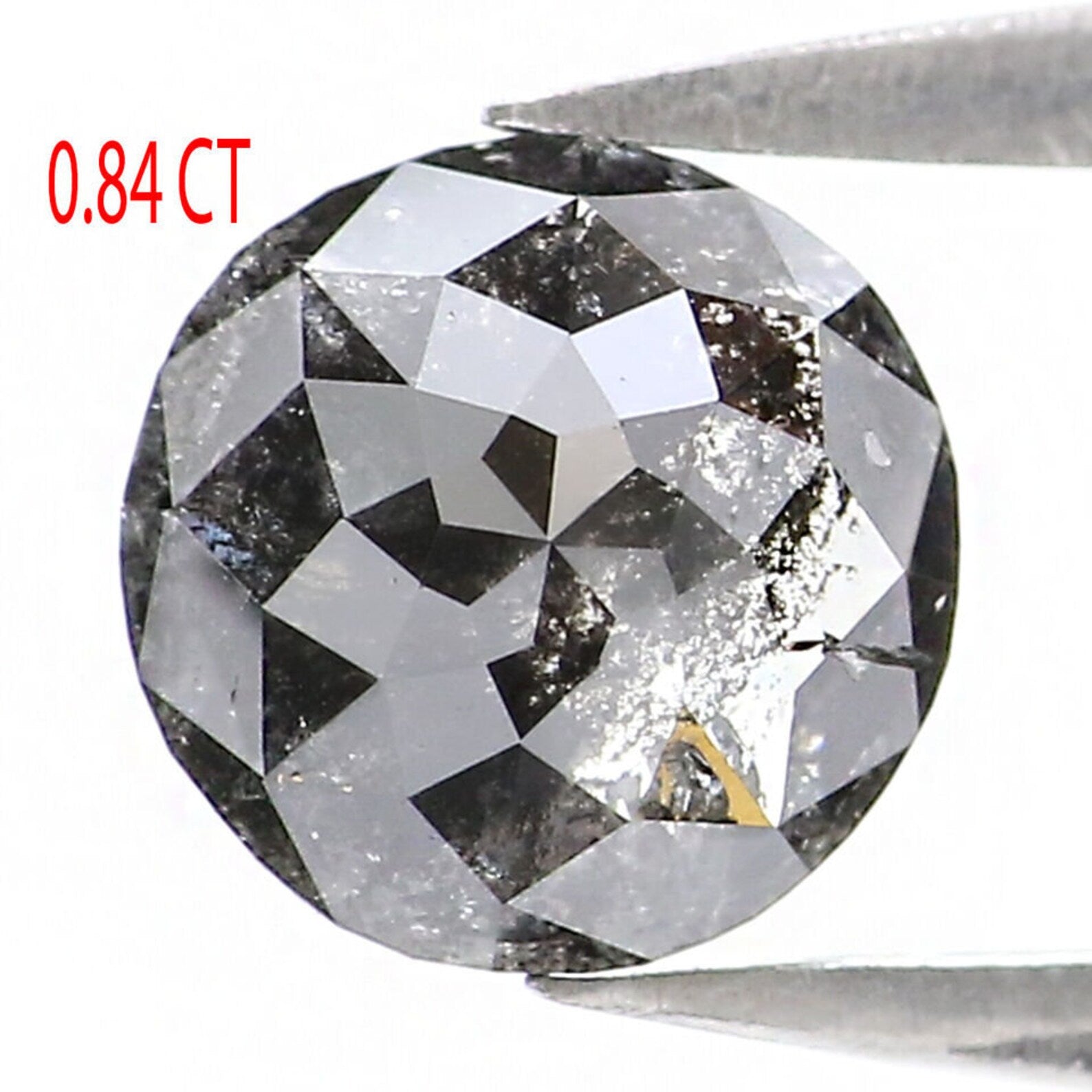 0.84 CT Natural Loose Round Rose Cut Diamond Salt And Pepper Round Shape Diamond 5.90 MM Natural Black Grey Color Rose Cut Diamond QN1928
