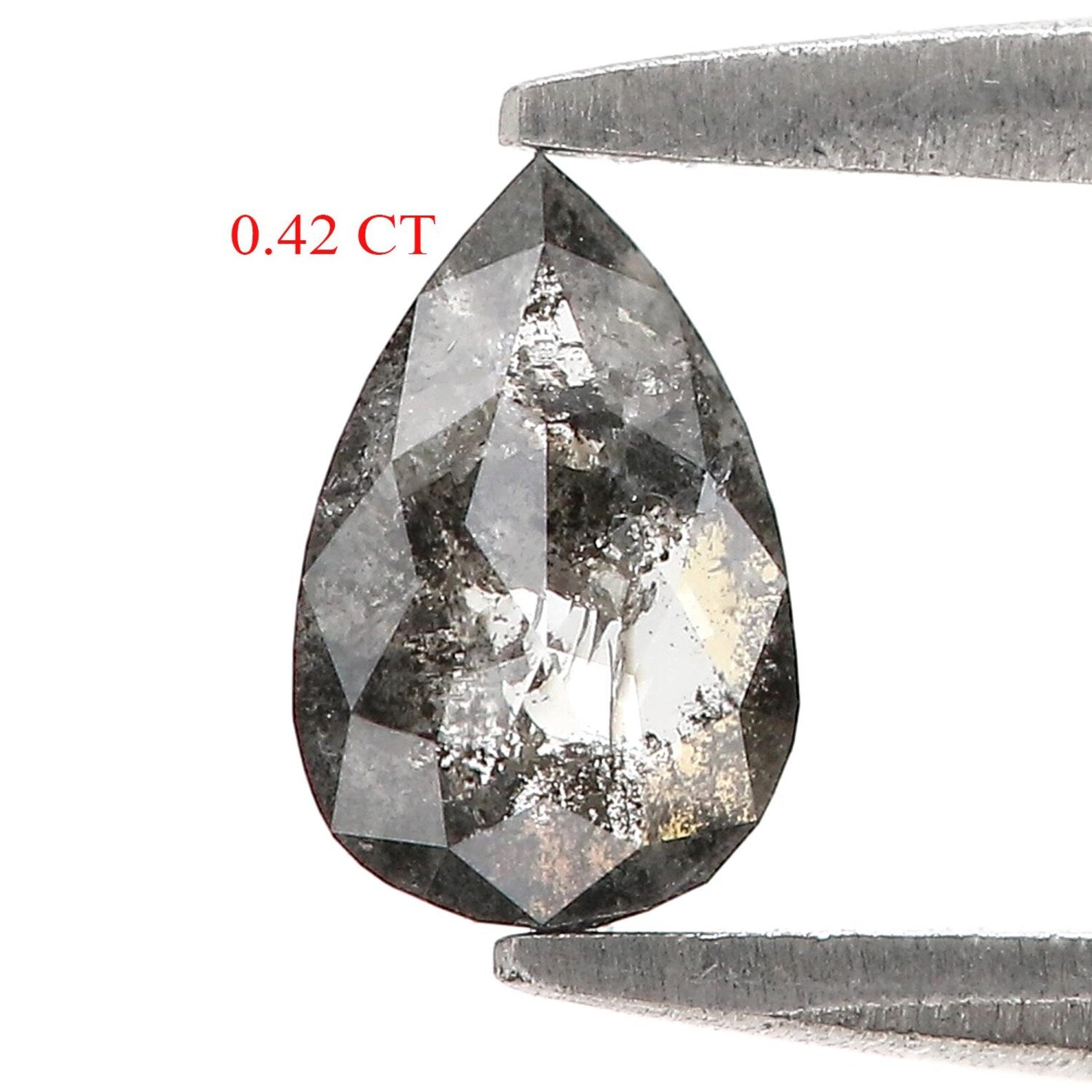 0.42 CT Natural Loose Pear Shape Diamond Salt And Pepper Pear Cut Diamond 6.40 MM Natural Loose Diamond Pear Shape Rose Cut Diamond QN2275