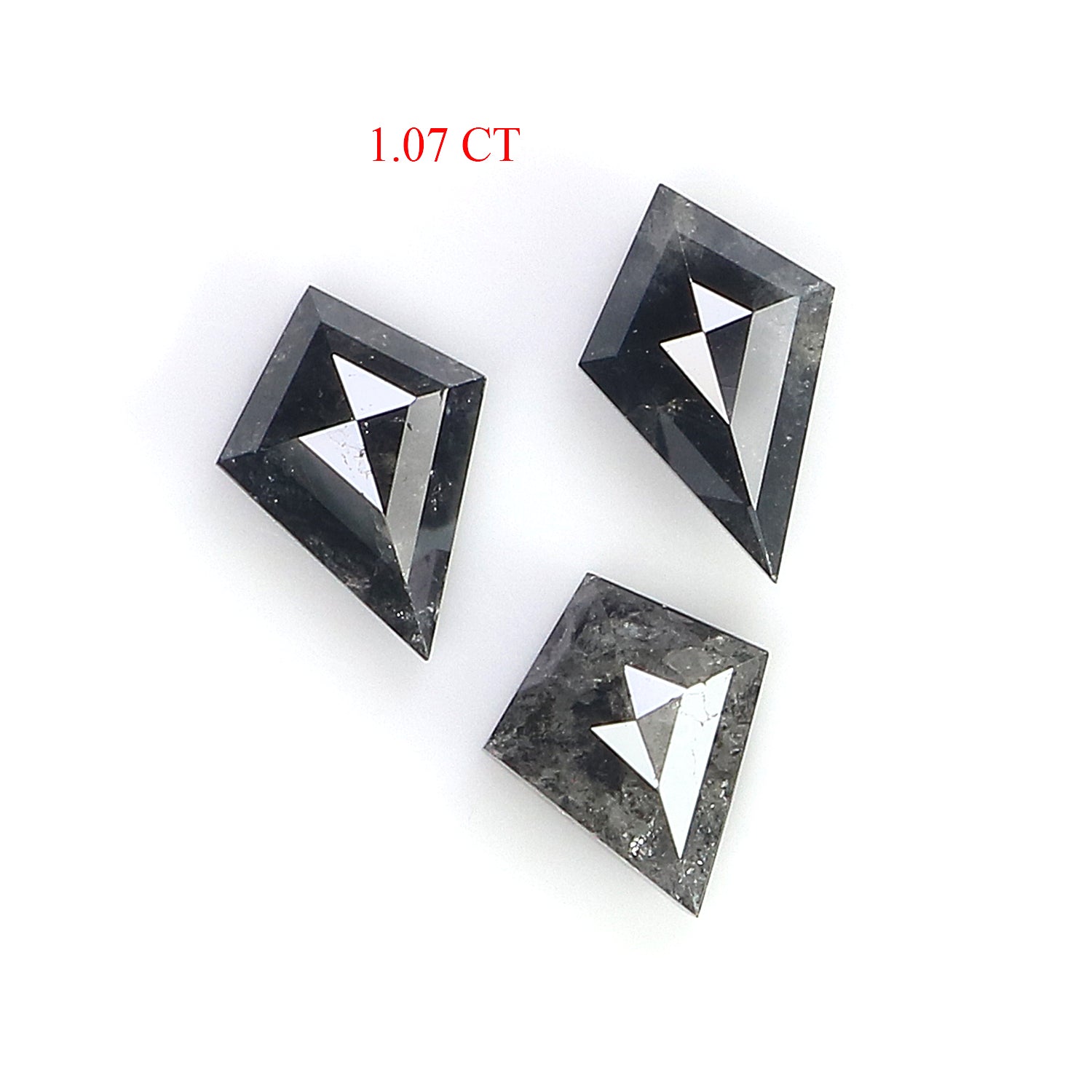 1.07 CT Natural Loose Kite Shape Diamond Salt And Pepper Kite Cut Diamond 6.55 MM Natural Black Grey Color Kite Rose Cut Diamond L3395
