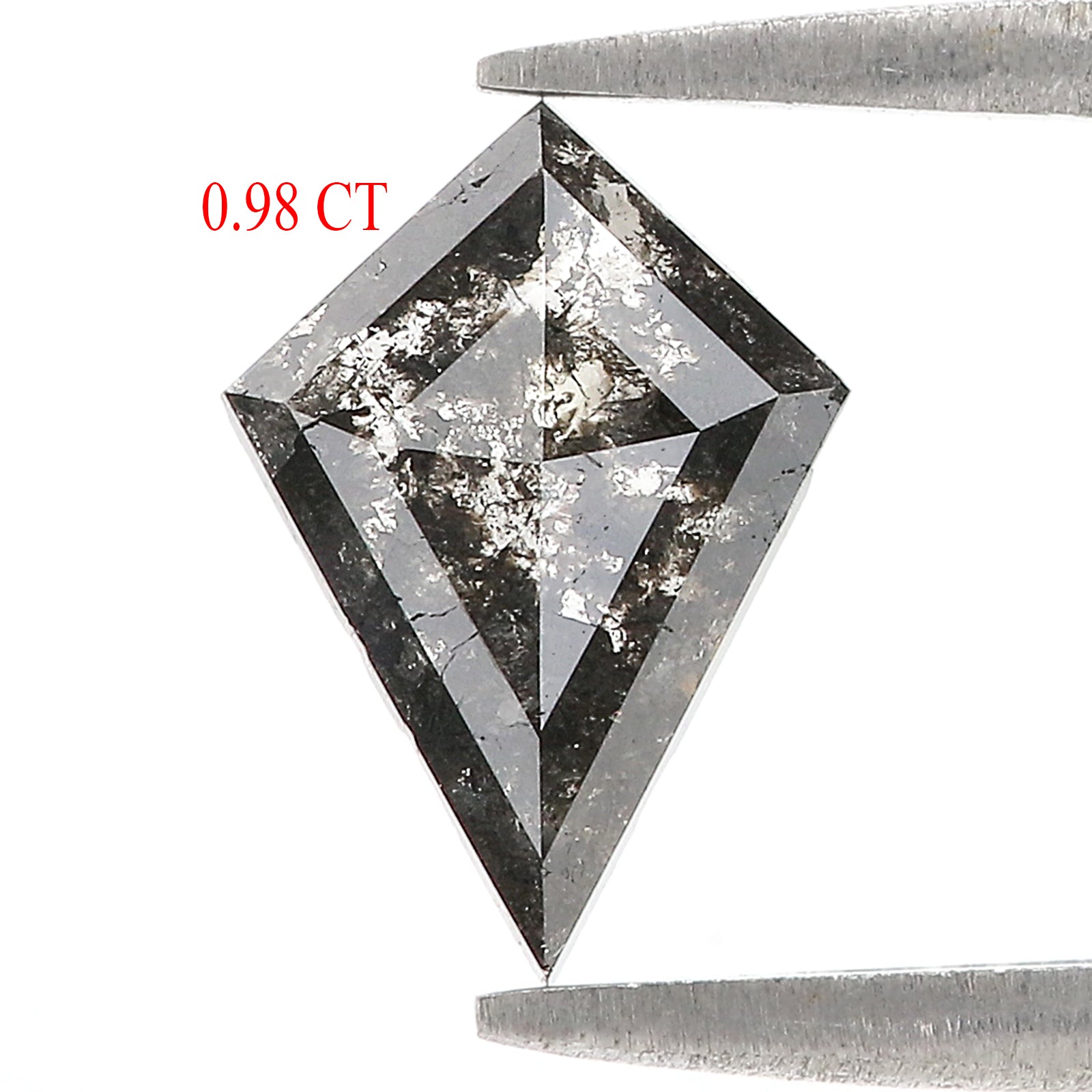 0.98 CT Natural Loose Kite Shape Diamond Salt And Pepper Kite Diamond 10.55 MM Natural Loose Black Grey Color Kite Rose Cut Diamond L3408