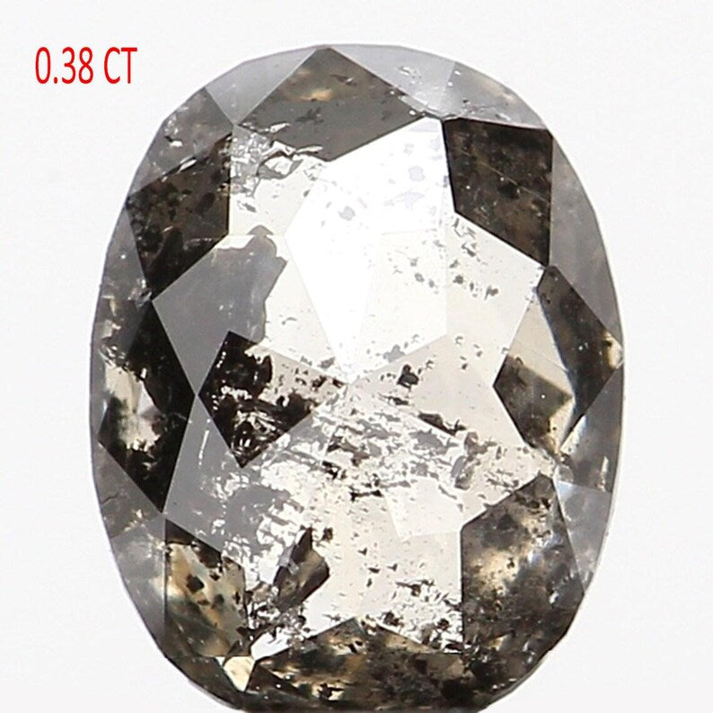 0.38 Ct Natural Loose Oval Shape Diamond Salt And Pepper Oval Diamond 5.25 MM Natural Loose Black Grey Color Oval Rose Cut Diamond NQ1021