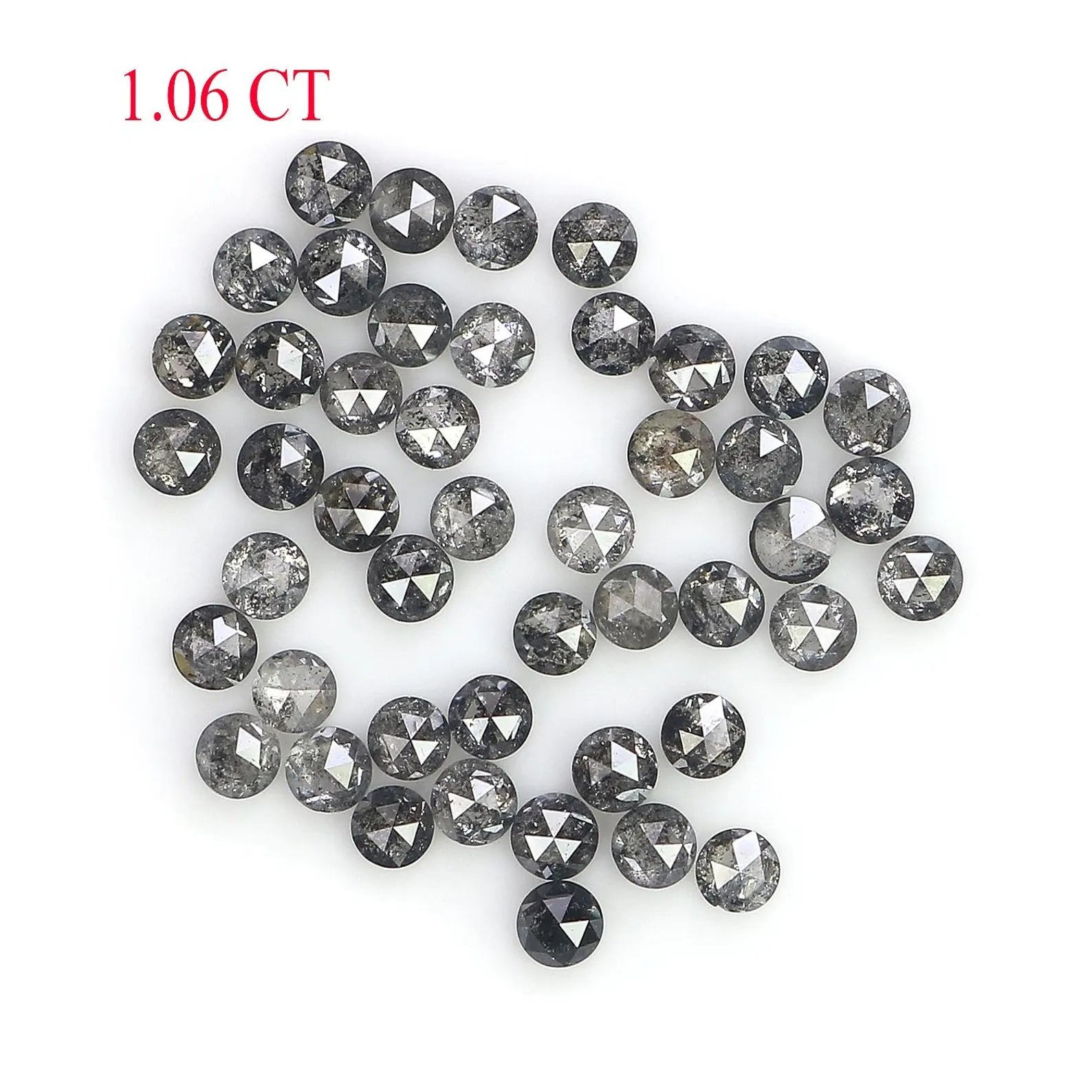 1.06 Ct Natural Loose Round Shape Diamond Salt And Pepper Round Cut Diamond 1.60 MM Natural Black Gray Color Round Rose Cut Diamond NQ1834
