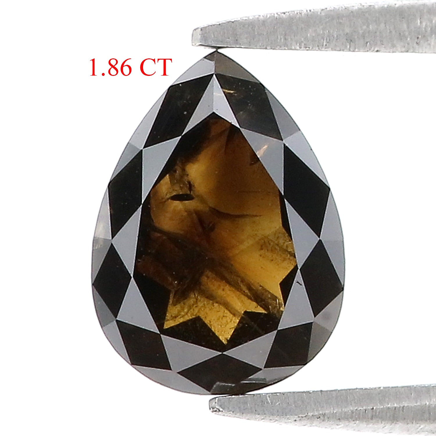1.86 CT Natural Loose Pear Shape Diamond Brown Color Pear Cut Diamond 9.15 MM Natural Brown Pear Cut Diamond Pear Rose Cut Diamond L3403