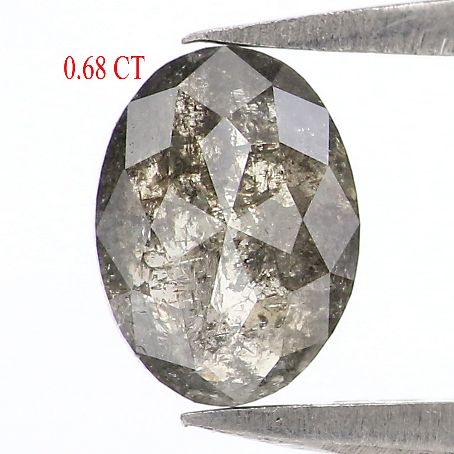 Natural Loose Oval Diamond, Salt And Pepper Oval Diamond, Natural Loose Diamond, Oval Rose Cut Diamond, 0.68 CT Oval Shape Diamond L2949