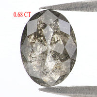 Natural Loose Oval Diamond, Salt And Pepper Oval Diamond, Natural Loose Diamond, Oval Rose Cut Diamond, 0.68 CT Oval Shape Diamond L2949