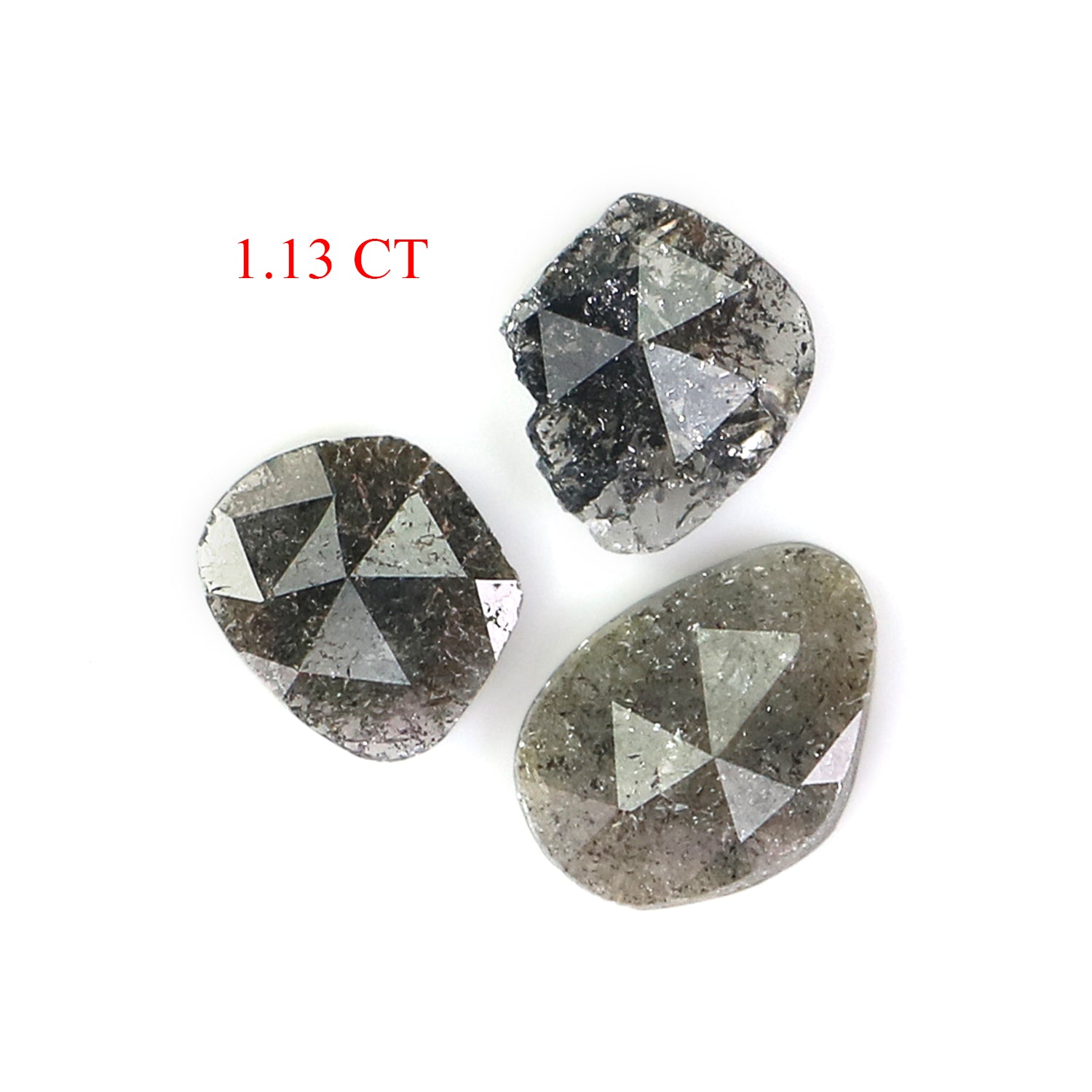 1.13 CT Natural Loose Slice Shape Diamond Salt And Pepper Slice Uncut Diamond 7.35 MM Natural Black Grey Diamond Irregular Cut Diamond N2637