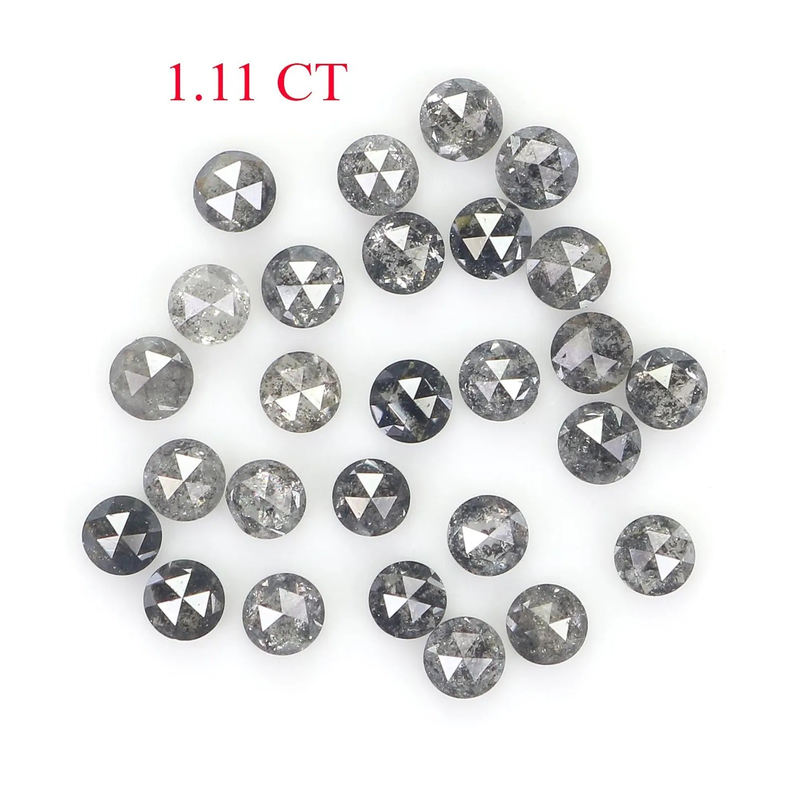 1.11 CT Natural Loose Round Shape Diamond Salt And Pepper Round Cut Diamond 2.00 MM Natural Black Grey Color Round Rose Cut Diamond NQ1835