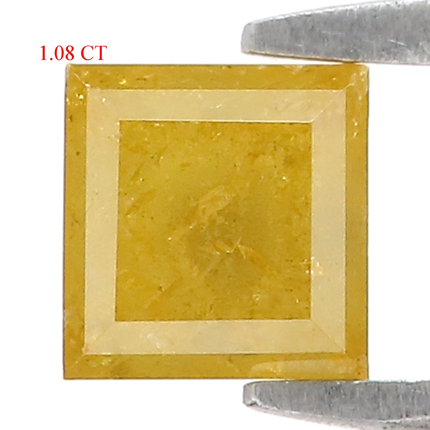 Natural Square Yellow Diamond 1.08 CT Loose Rose Cut Yellow Stone 5.00 MM Rustic Diamond Square Diamond For Custom Engagement Ring L3638