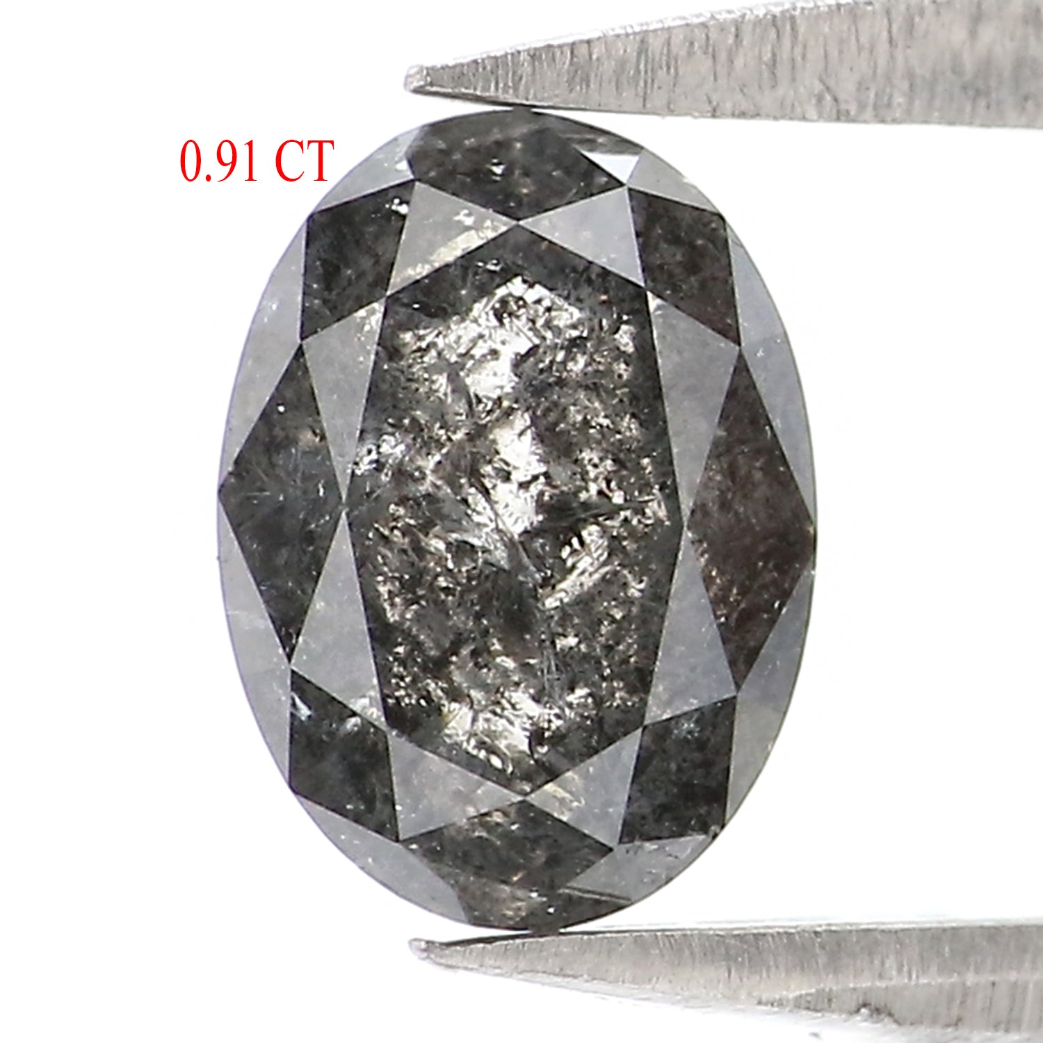 0.91 CT Natural Loose Oval Shape Diamond Salt And Pepper Oval Cut Diamond 6.75 MM Natural Black Grey Diamond Oval Rose Cut Diamond KQ2701