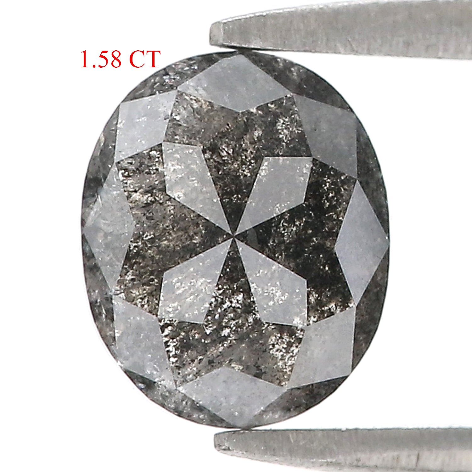 1.58 Ct Natural Loose Oval Shape Diamond Black Grey Color Oval Cut Diamond 7.85 MM Natural Salt And Pepper Oval Rose Cut Diamond LQ3312