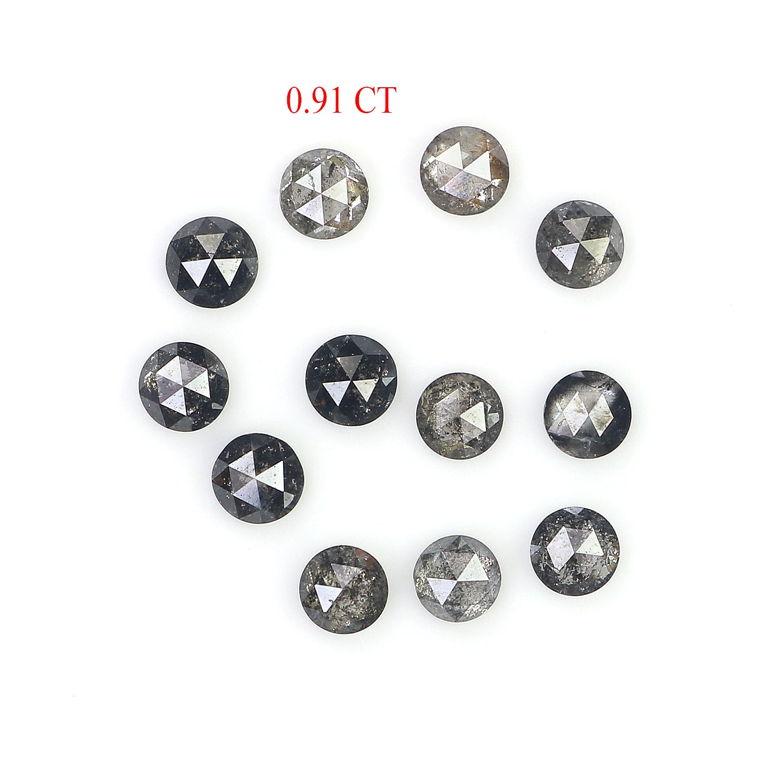 0.91 Ct Natural Loose Round Rose Cut Diamond Salt And Pepper Round Diamond 2.50 MM Natural Black Grey Color Round Rose Cut Diamond LQ7993