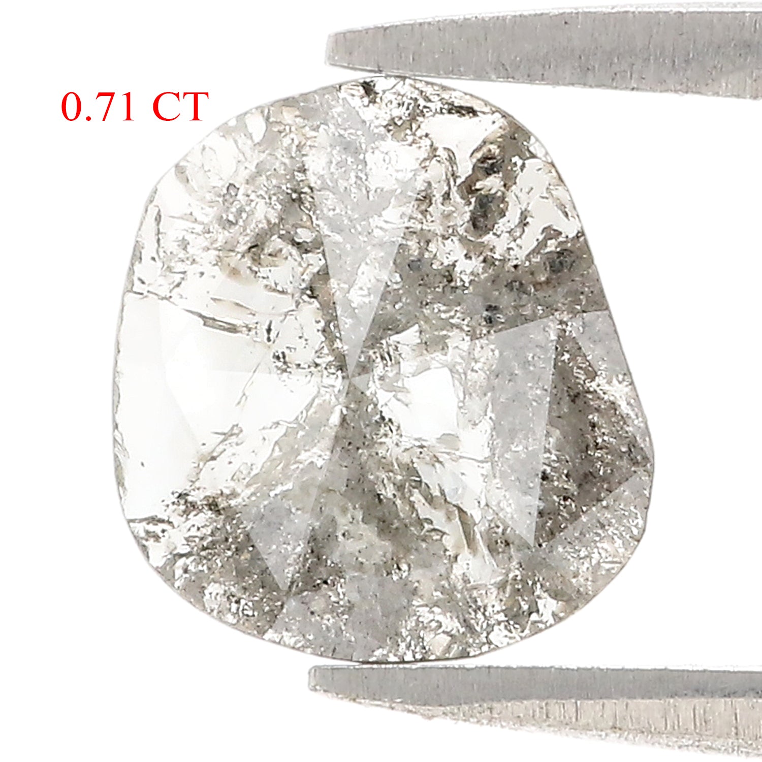 0.71 CT Natural Loose Slice Shape Diamond Salt And Pepper Slice Cut Diamond 9.20 MM Natural Black Grey Diamond Irregular Cut Diamond N2638