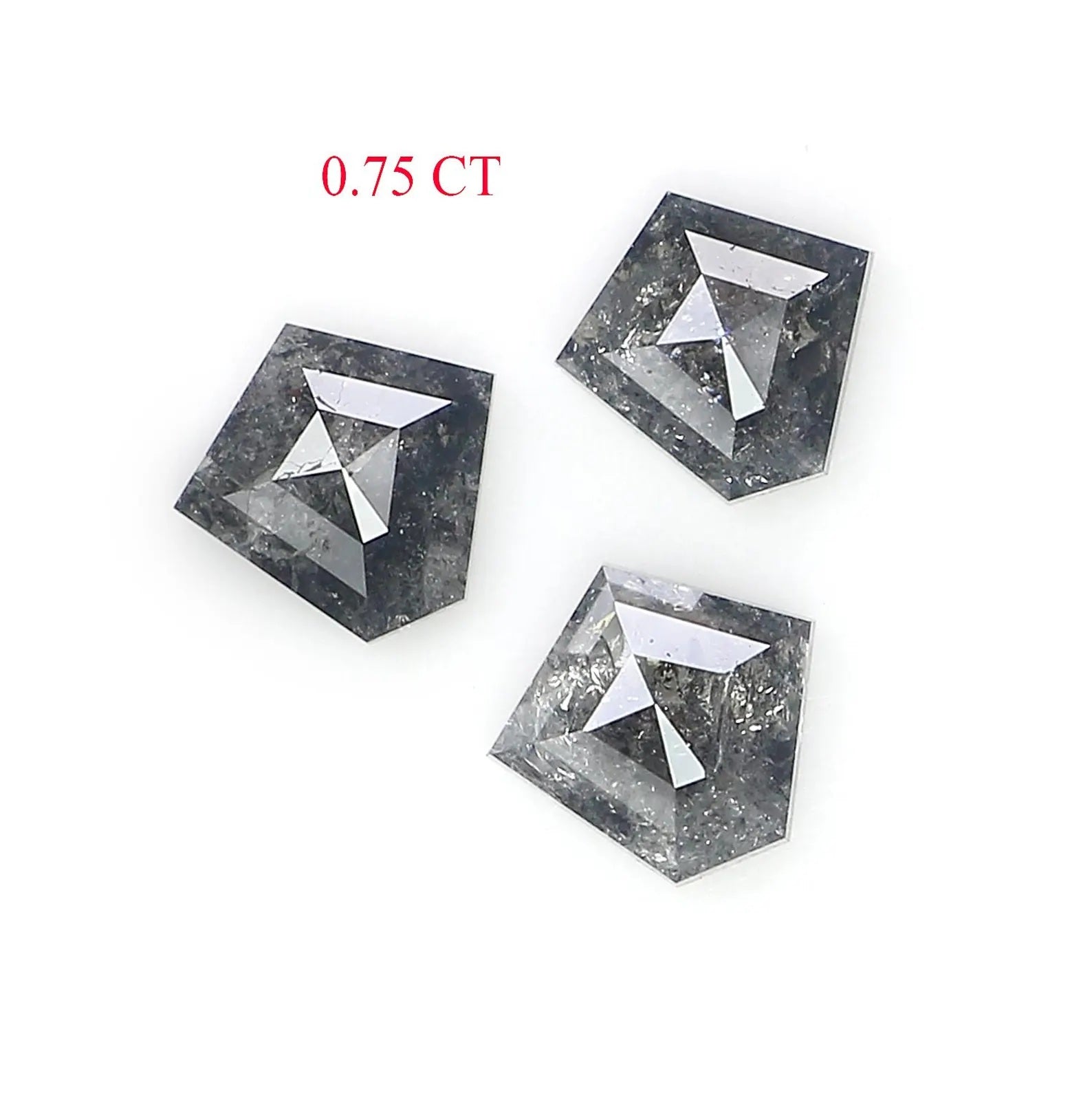 0.75 CT Natural Loose Pentagon Cut Diamond Salt And Pepper Pentagon Diamond 4.20 MM Natural Black Grey Color Pentagon Rose Cut Diamond NQ780