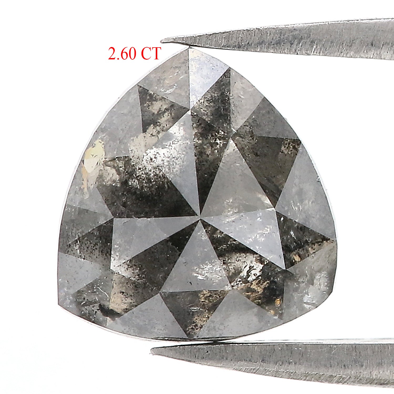2.60 Ct Natural Loose Triangle Shape Diamond Salt And Pepper Diamond 9.20 MM Natural Diamond Black Grey Color Triangle Cut Diamond LQ3042