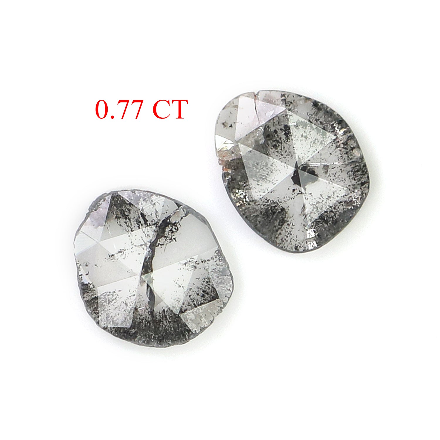 0.77 CT Natural Loose Slice Shape Diamond Salt And Pepper Uncut Diamond 7.45 MM Natural Black Grey Color Slice Irregular Cut Diamond N2649