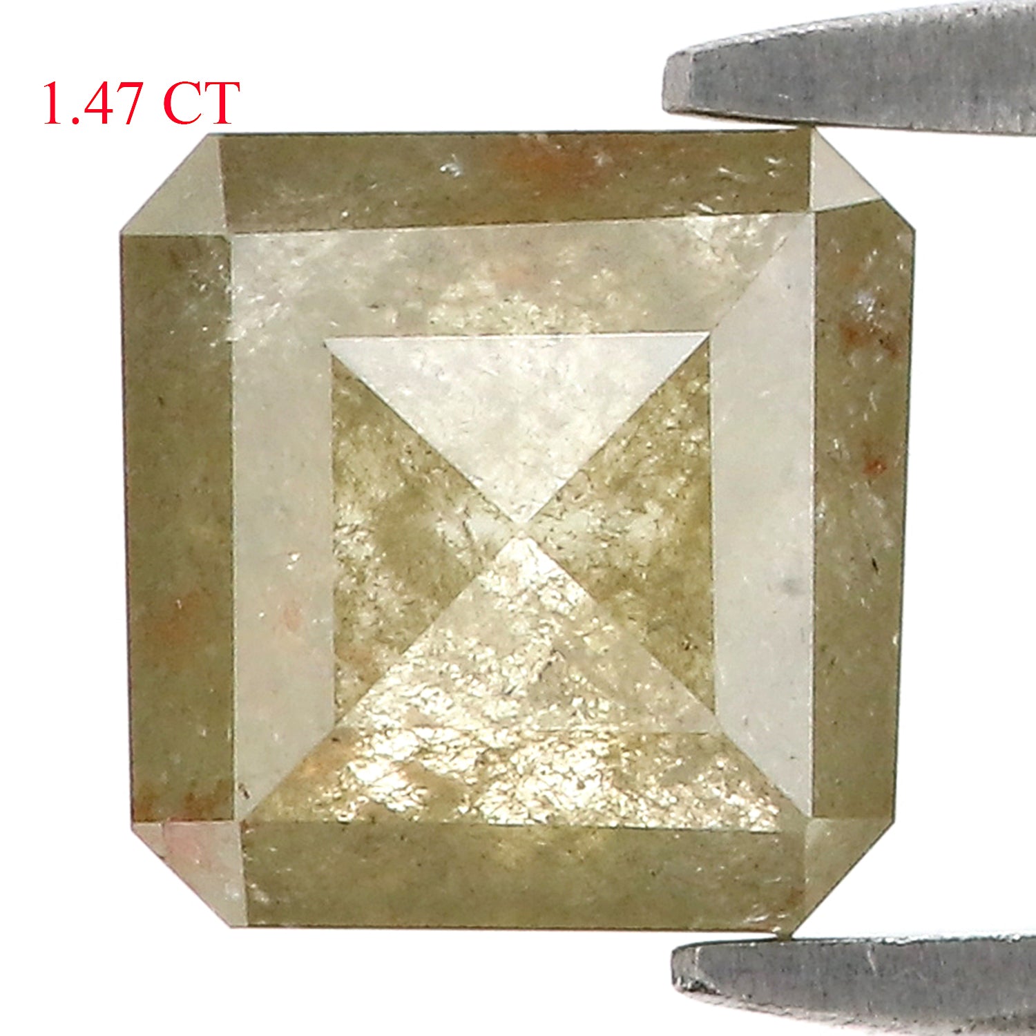 1.47 CT Natural Loose Radiant Shape Diamond Yellow Color Radiant Cut Diamond 6.40 MM Natural Grey Color Radiant Rose Cut Diamond LQ9427