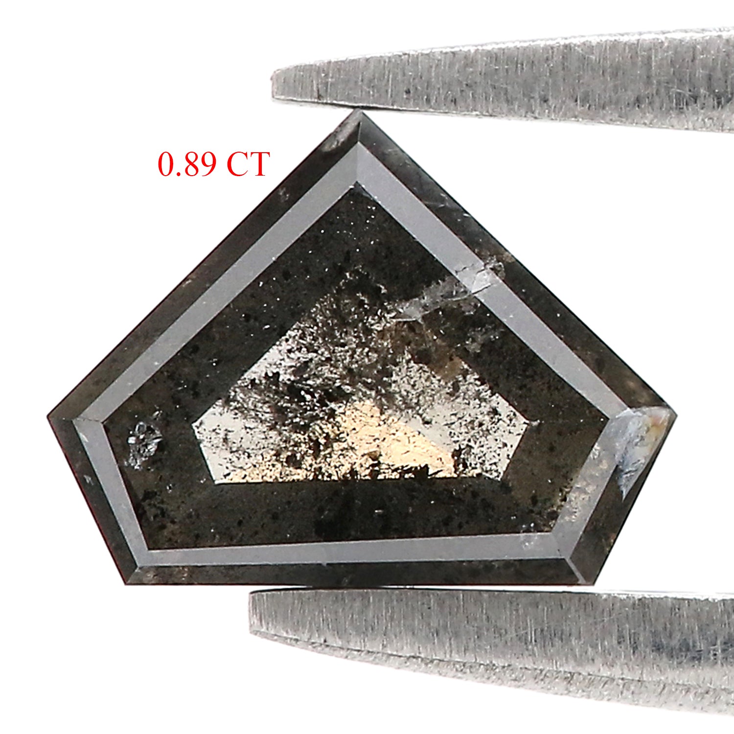 0.89 Ct Natural Loose Shield Shape Diamond Salt And Pepper Shield Cut Diamond 5.75 MM Black Gray Color Shield Shape Rose Cut Diamond QL9565