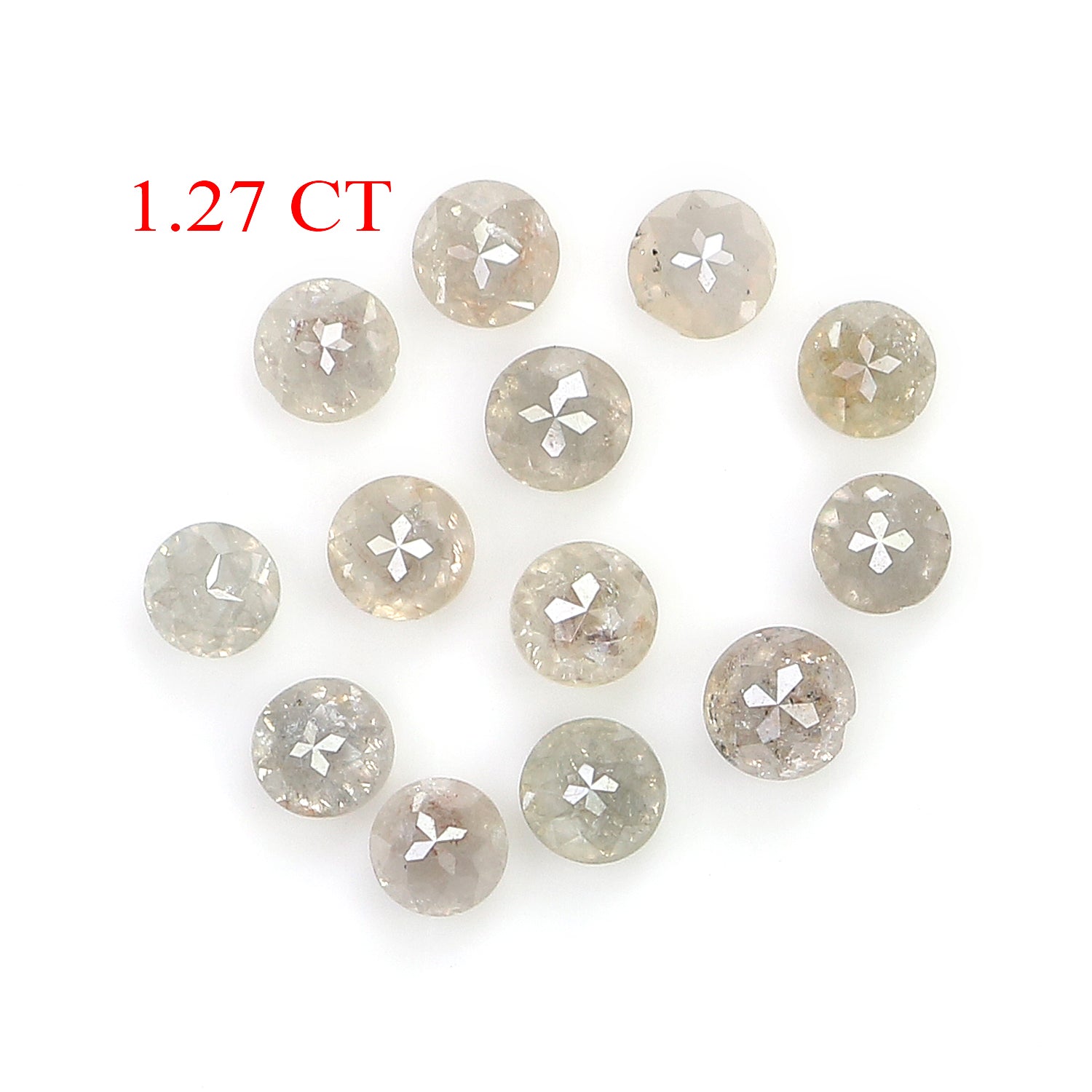 1.27 CT Natural Loose Round Rose Cut Diamond Grey Color Round Shape Diamond 2.50 MM Natural Loose Grey Color Round Rose Cut Diamond LQ1645