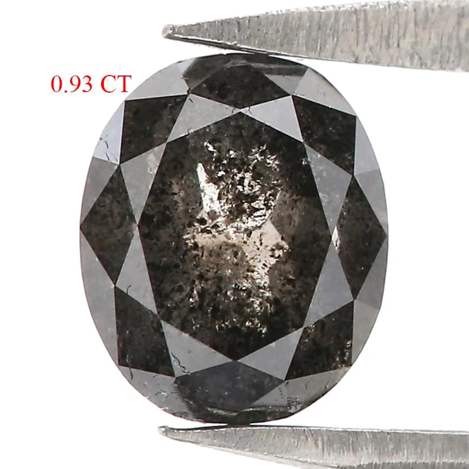 0.93 Ct Natural Loose Oval Shape Diamond Salt and Pepper Oval Diamond 6.05 MM Natural Diamond Black Grey Color Oval Rose Cut Diamond QN2522