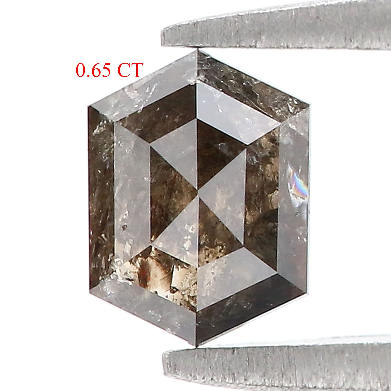 0.65 Ct Natural Loose Hexagon Shape Diamond Black Brown Color Hexagon Diamond 6.30 MM Natural Loose Diamond Hexagon Shape Diamond QK2330