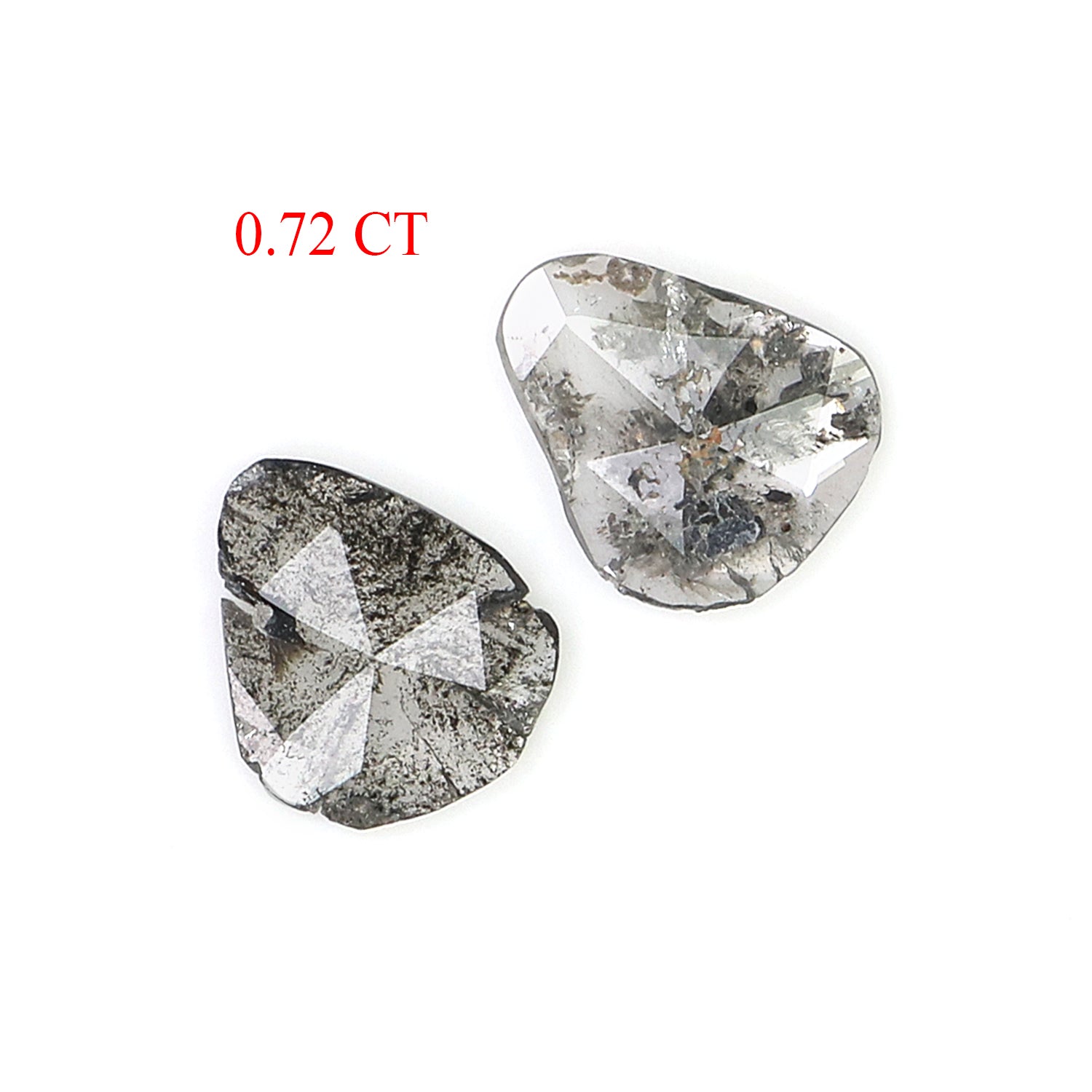 0.72 CT Natural Loose Slice Shape Diamond Salt And Pepper Uncut Diamond 7.60 MM Natural Black Grey Color Slice Irregular Cut Diamond N2645