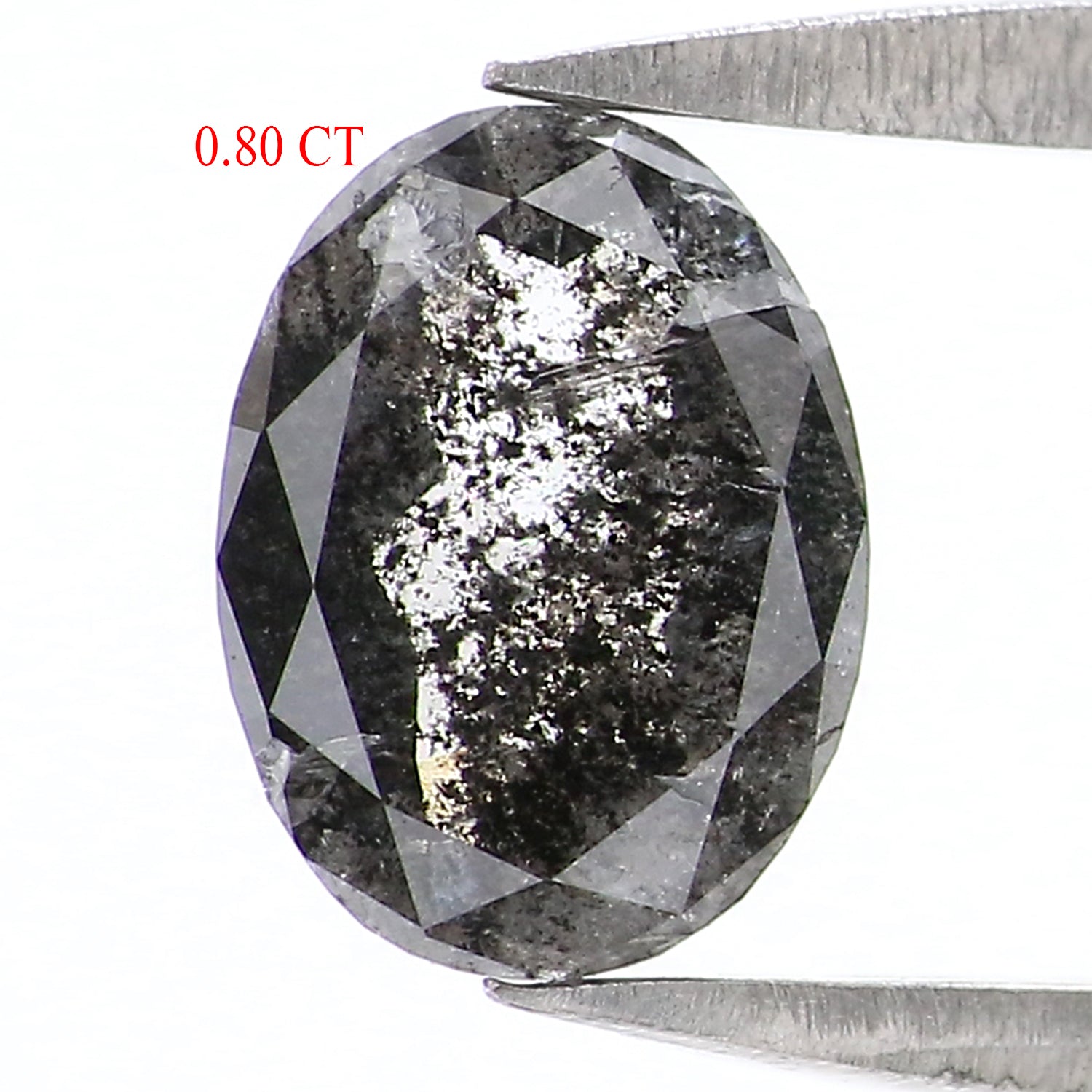 0.80 CT Natural Loose Oval Shape Diamond Salt And Pepper Oval Diamond 7.10 MM Natural Diamond Black Grey Color Oval Rose Cut Diamond KQ2708