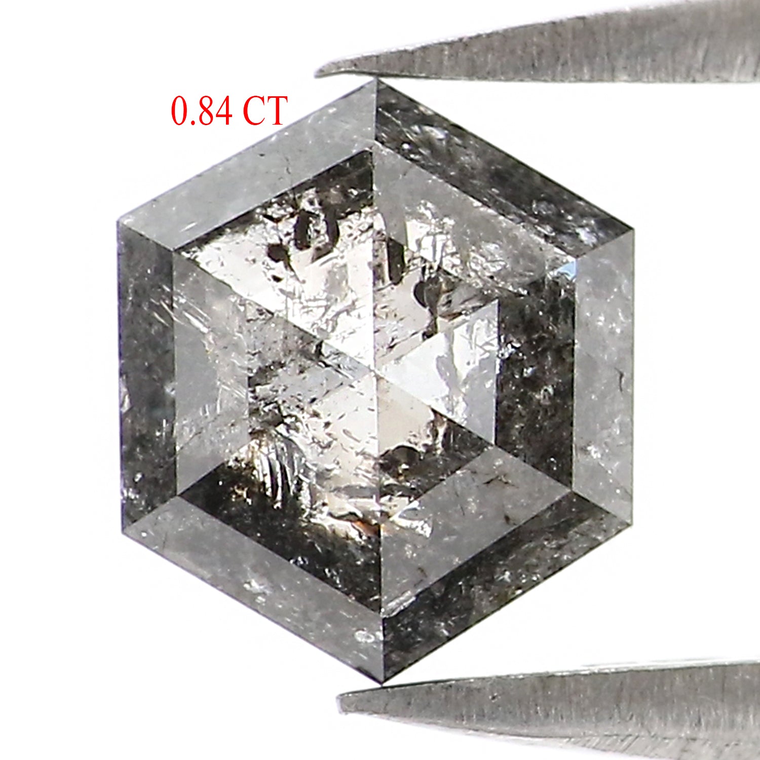 0.84 CT Natural Loose Hexagon Diamond Salt And Pepper Hexagon Diamond 6.70 MM Natural Loose Diamond Hexagon Cut Diamond Hexagon Shape LQ2967