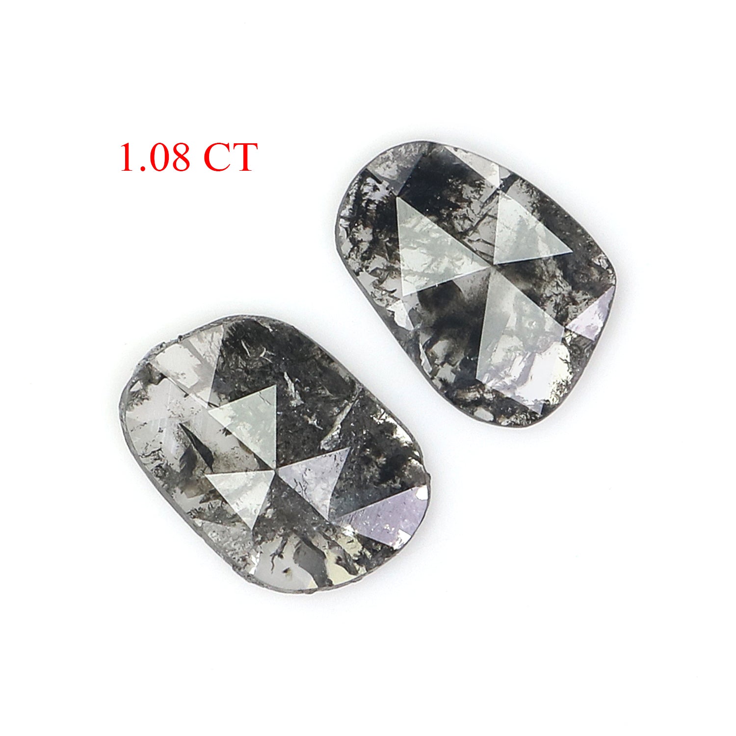 1.08 CT Natural Loose Slice Shape Diamond Salt And Pepper Slice Uncut Diamond 8.95 MM Natural Black Grey Diamond Irregular Cut Diamond L3551