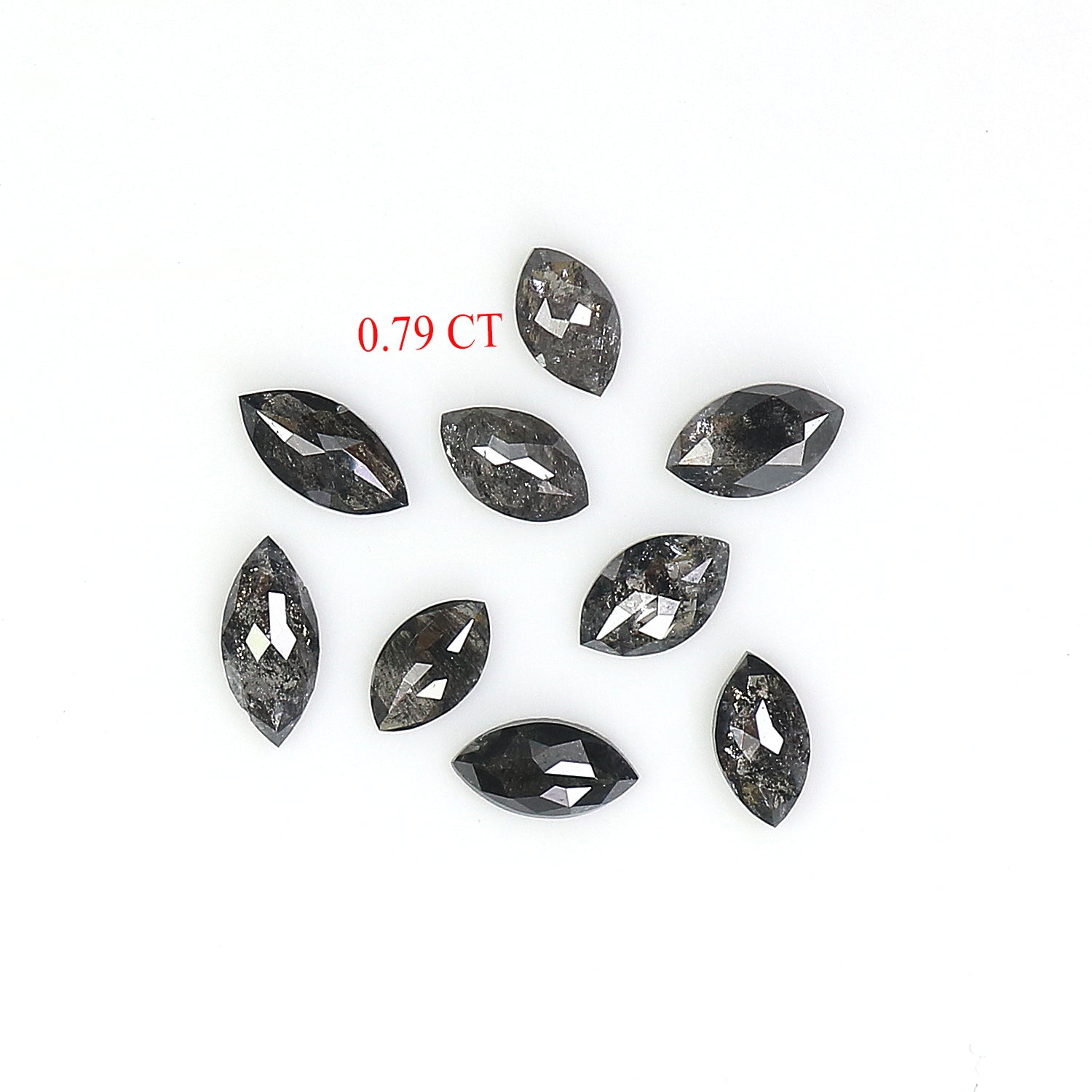 0.79 CT Natural Loose Marquise Shape Diamond Salt And Pepper Marquise Rose Cut Diamond 3.70 MM Black Grey Color Marquise Cut Diamond LQ2879